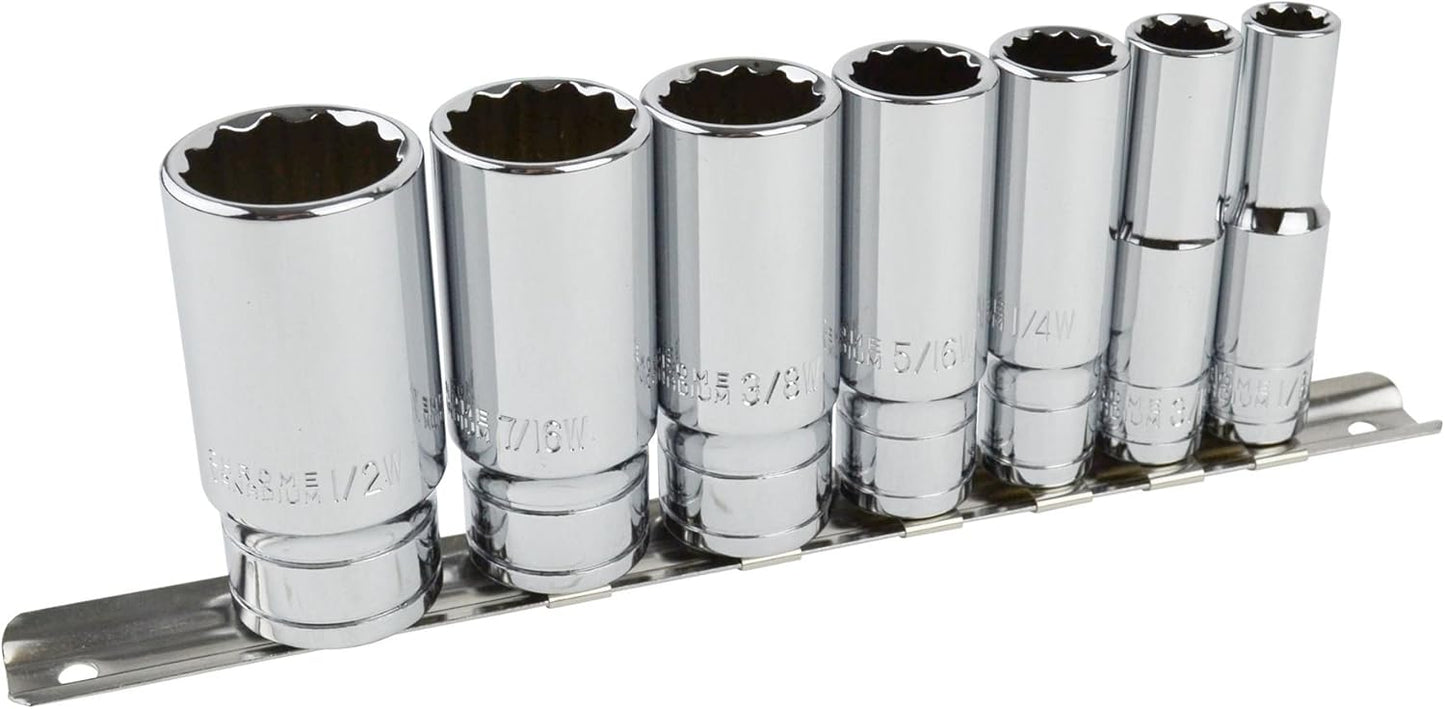 Whitworth BSF BSW 3/8" Drive Shallow And Deep Sockets 14pc 12 Sided Bi-Hex