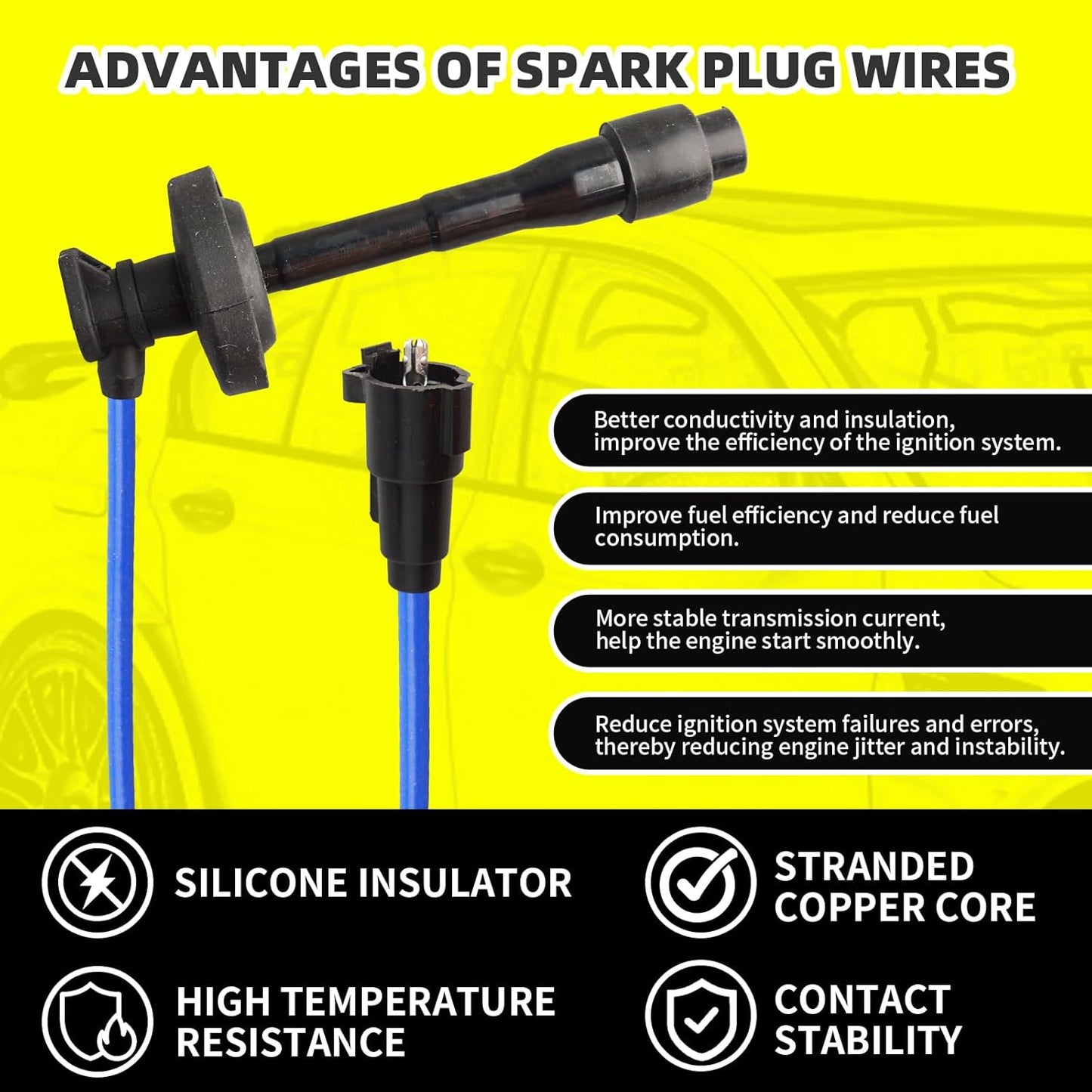 Set of 2 Ignition Coils Pack 90919-02224 UF246 & 4 PCS Iridium Spark Plugs with Wire Set Compatible with Chevrolet Prizm Toyota Corolla 1998 to 08/1999 1.8L L4