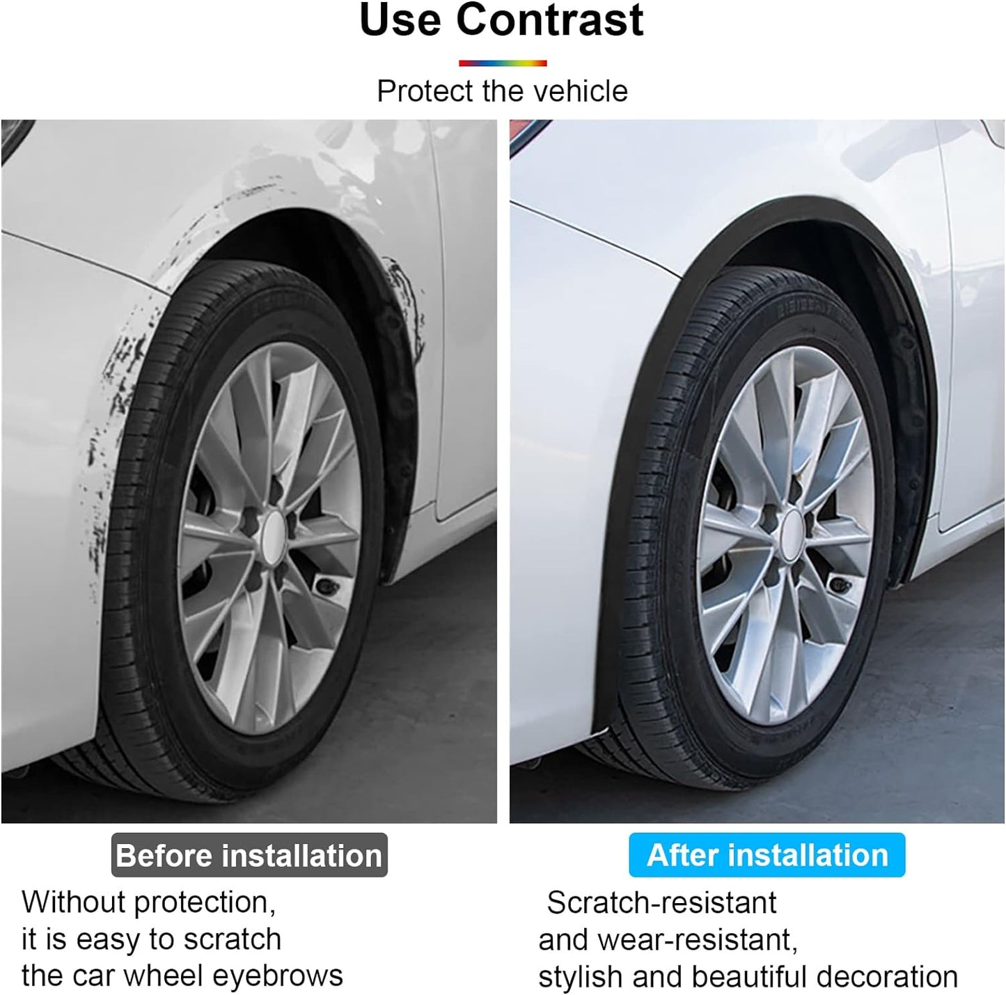 20Ft Car Wheel Arch Trim, Fender Flares Arches Wing Expander Car Wheel Eyebrow Anti-Collision Strip for Pickup SUV Car Fender Flare Edge Trim (5.5CM)