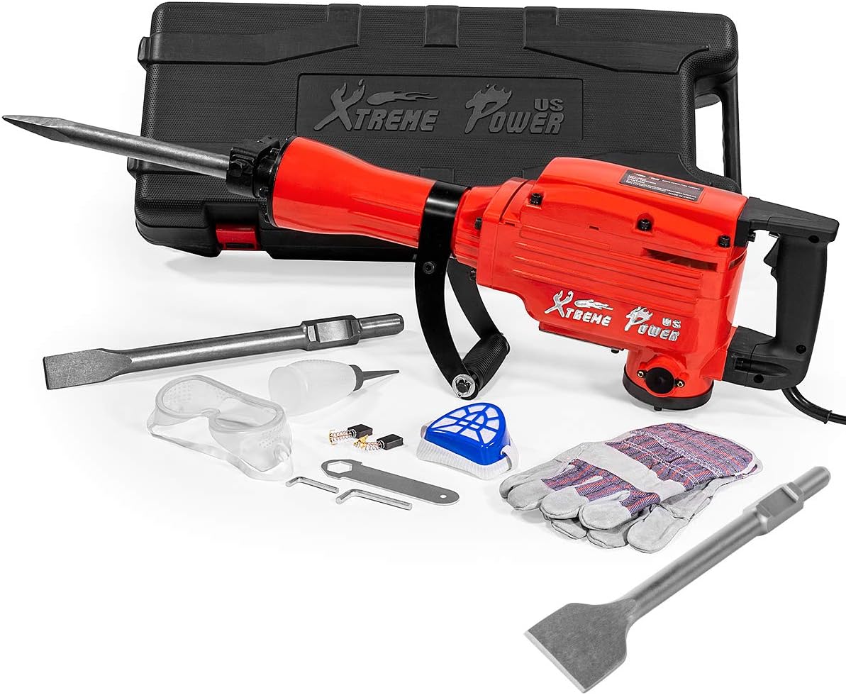 XtremepowerUS 2200W Electric Demolition Jack Hammer Concrete Breaker Punch Drill Chisel & Shovel Digging Bits w/Case