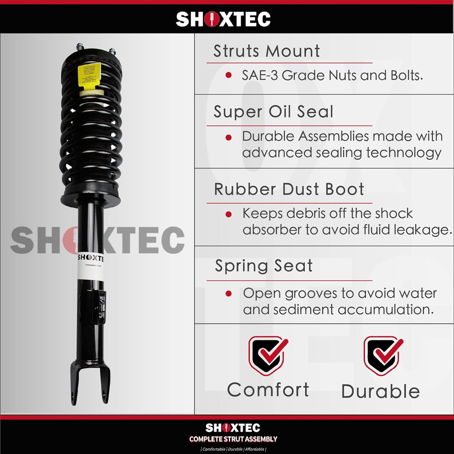 Shoxtec Rear Pair Complete Struts Replacement for 2007-2011 Honda CR-V Coil Spring Assembly Shock Absorber Repl. Part no. 172497L 172497R