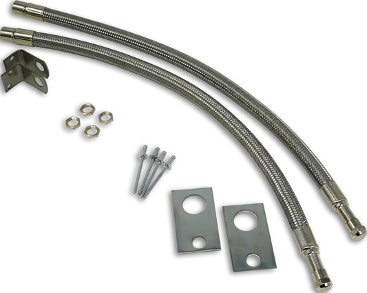TireMinder 16-19.5 Inch Braided Steel Valve Extender Kit for Dually Wheels, Hub Mounted, 2 Pack