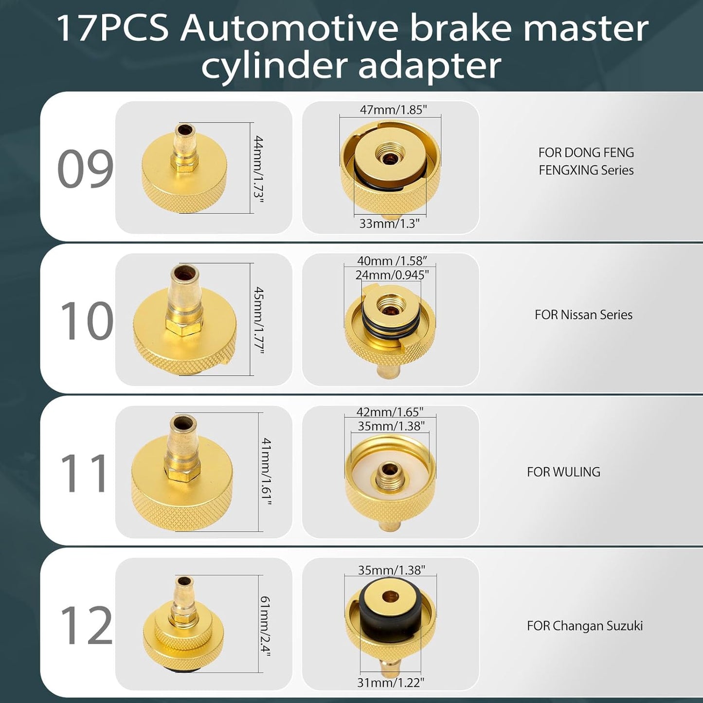 17pcs Automotive Master Cylinder Brake Bleeder Adapter Caps Set Brake Pressure Bleeder Kit with Quick Connector Brake Fluid Bleeding or Refilling Compatible with VW Ford Tesla etc.