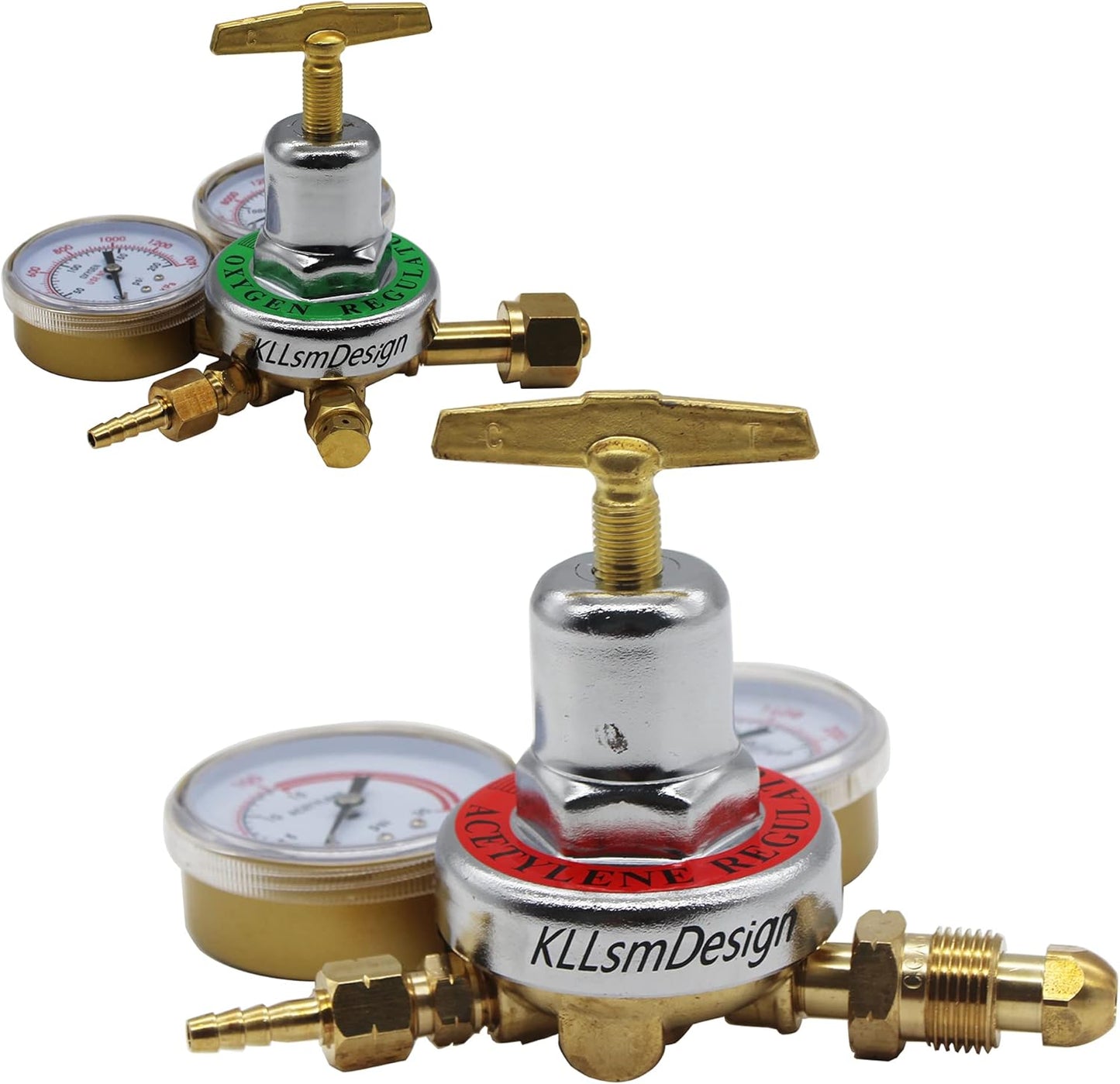 2 Piece Dual Welding Gas Gauges Oxygen (CGA-540) and Acetylene (CGA-510) Regulators Combo（Two-piece suit ）