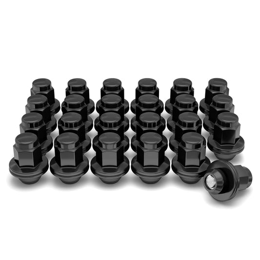 White Knight M14 x 1.50 Thread Lug Nut for Toyota Land Cruiser/Sequoia/Tundra, Lexus LX570 / LX470, Solid Piece (Black Chrome) Factory Style Duplex Long Mag with Washer, 5309DLBK-24AM (24 Pack)