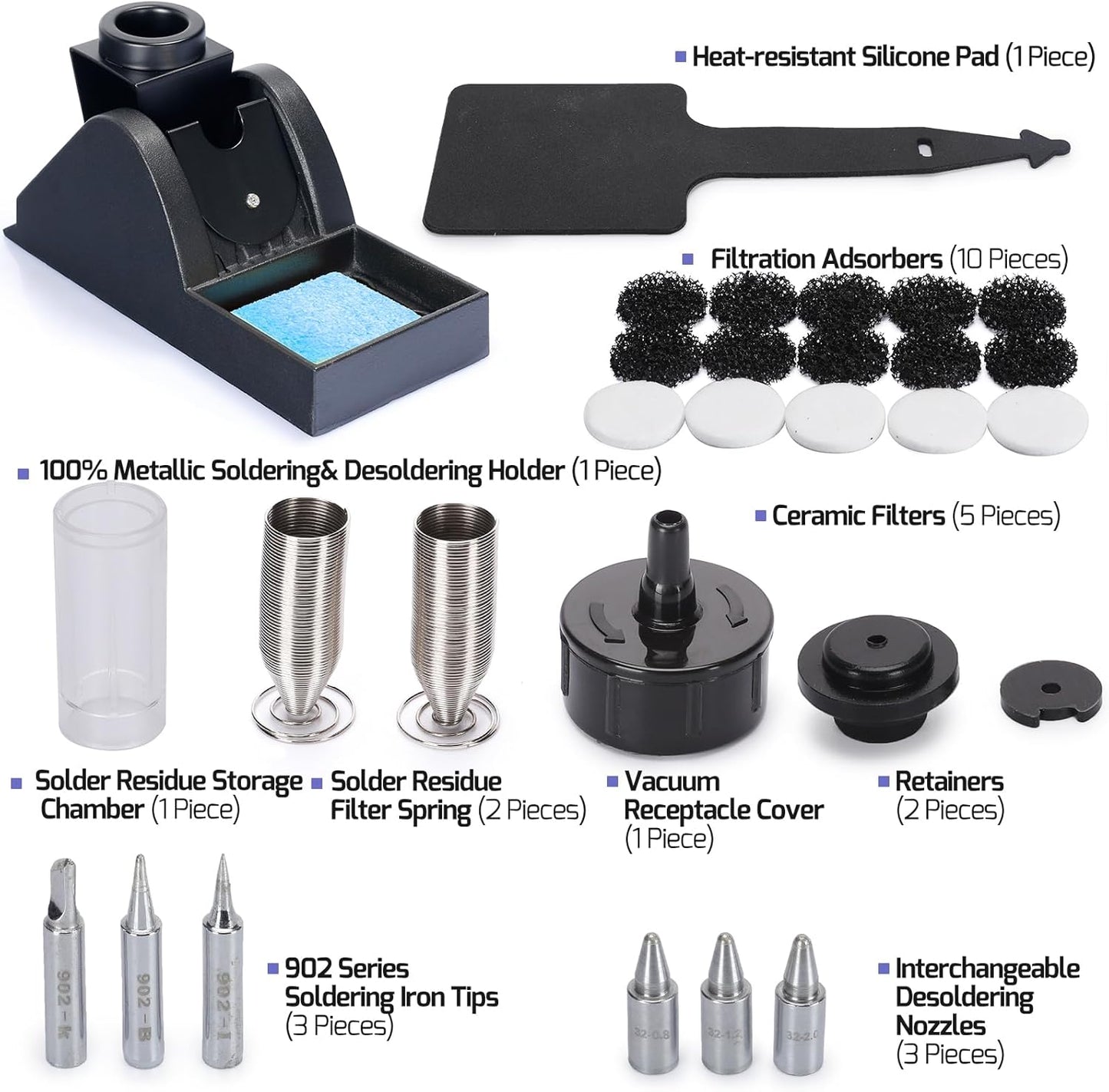 WEP 948D III Upgraded 2-IN-1 ESD Safe Soldering Desoldering Station with Fast-Heating Desoldering Gun & Soldering Iron, Sleep Mode, Automatic Shutdown, Temperature Calibration with 31 Pcs Accessories