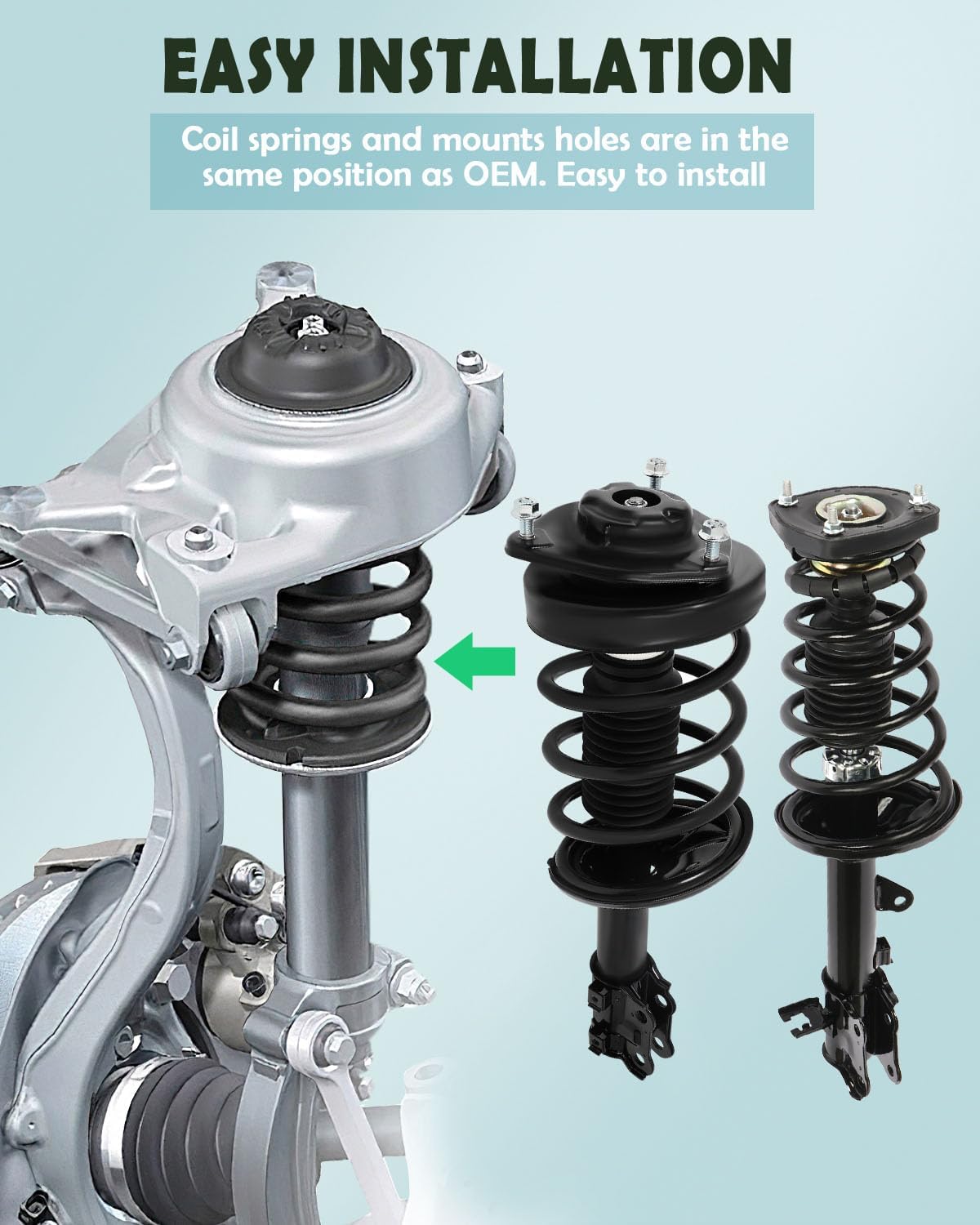 SCITOO Front and Rear Shock Absorber Assembly Fit for 2003-2008 for Hyundai Tiburon, Complete Shock and Strut Assembly Kit Fit for 172191 172192 172193 172194 4PCS