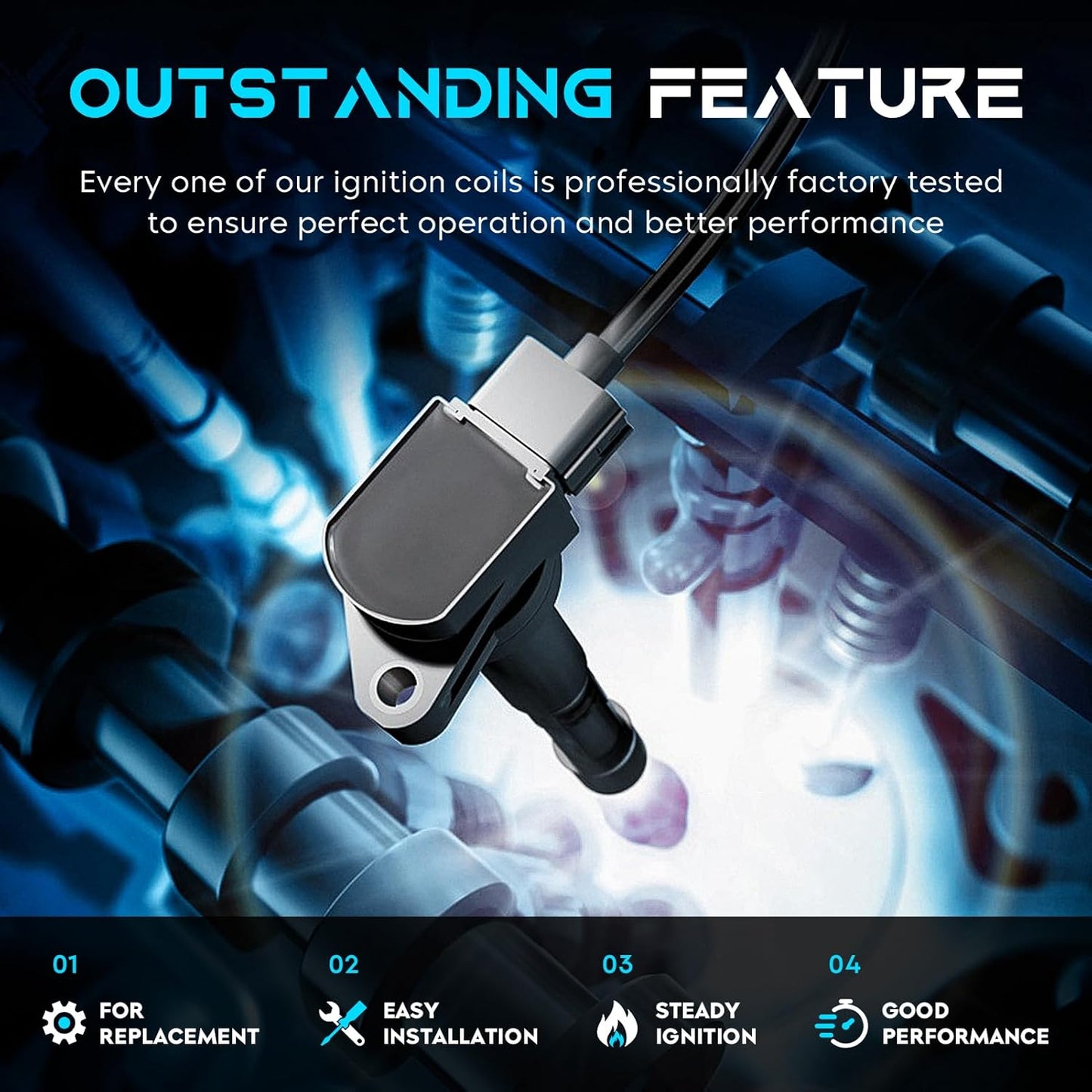 Set of 6 Ignition Coil Pack 3.7L 4.7L Compatible with Dodge Dakota Durango Ram 1500 Nitro, Jeep Commander Grand Cherokee Liberty, Chrysler Aspen, Mitsubishi Raider Replace 5C1114 C1231 UF-270