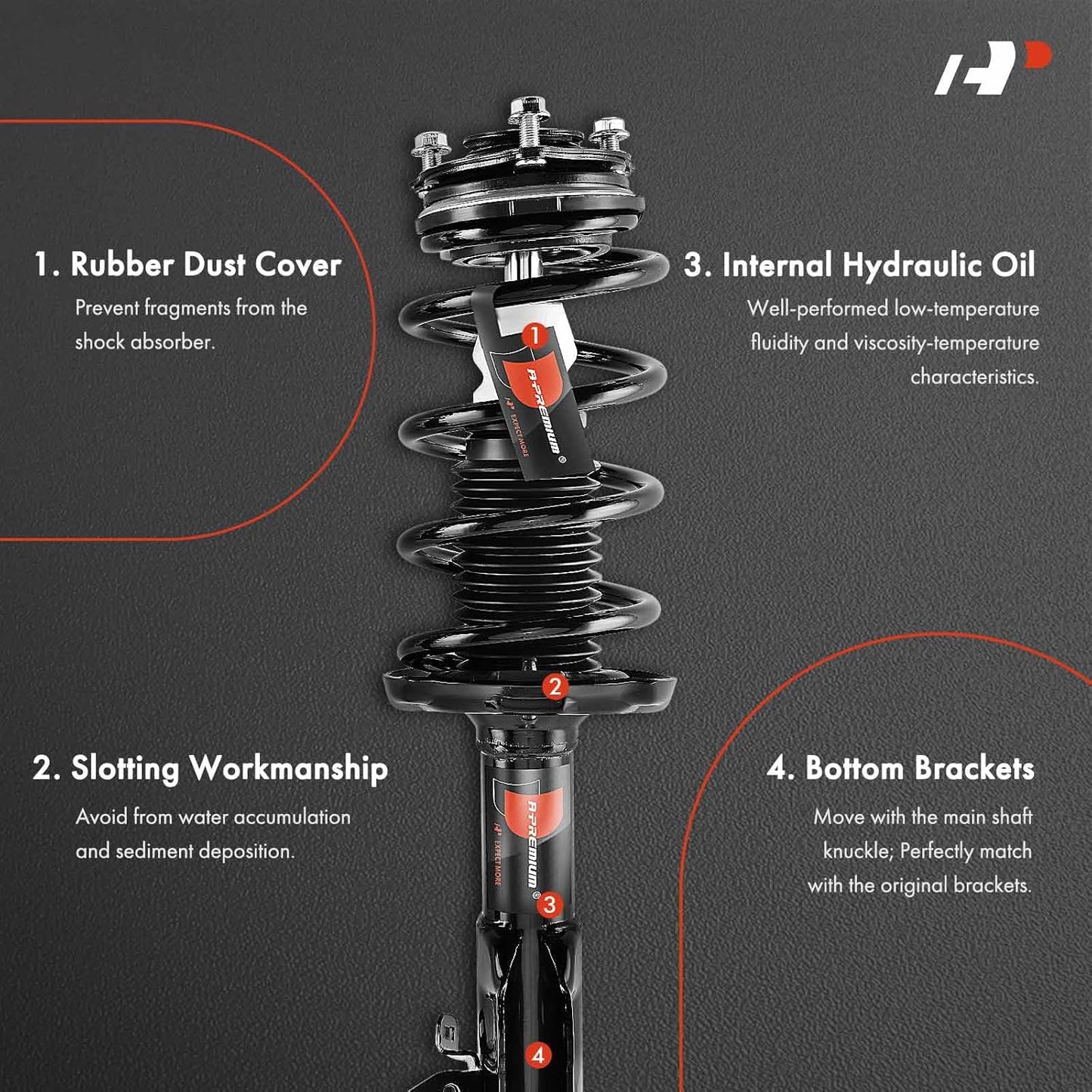 A-Premium Front Complete Shock Strut & Coil Spring Assembly Compatible with Honda Civic 2006-2011, L4 1.8L, Coupe, 2-PC Set