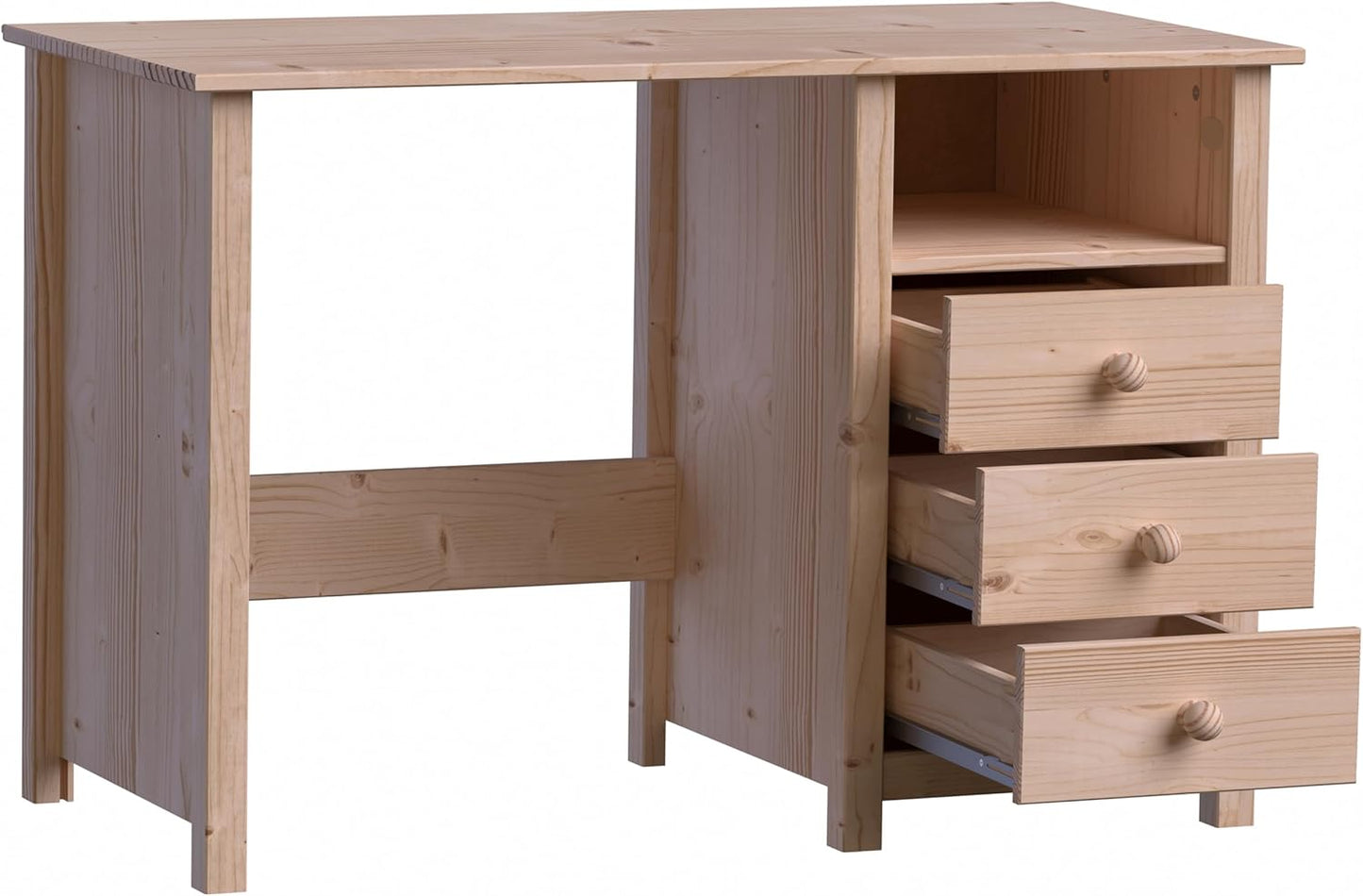 Compact Pine Desk with Drawers – Solid Wood Study Table for Kids and Adults