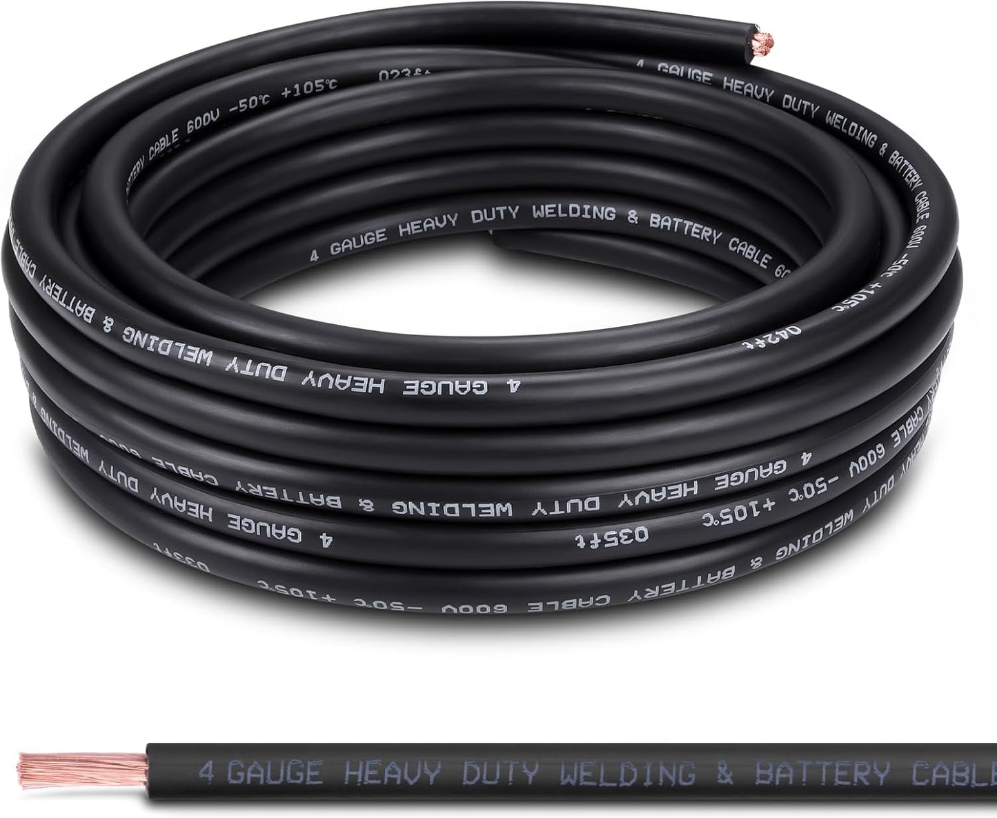 2 Gauge Battery Cable, 10FT Red + 10FT Black 2 AWG Pure Copper Wire Welding Cable, for Automotive, Battery, Solar and Generator, Standard USA OFC Wire