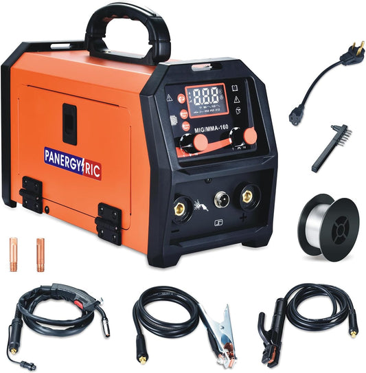 160A MIG Welder,110V/220V Dual Voltage Flux Core Welder Gasless MIG/Lift TIG/Stick 3 in 1 Big LED Digital Display Portable Welding Machine for Beginners IGBT Inverter Welder