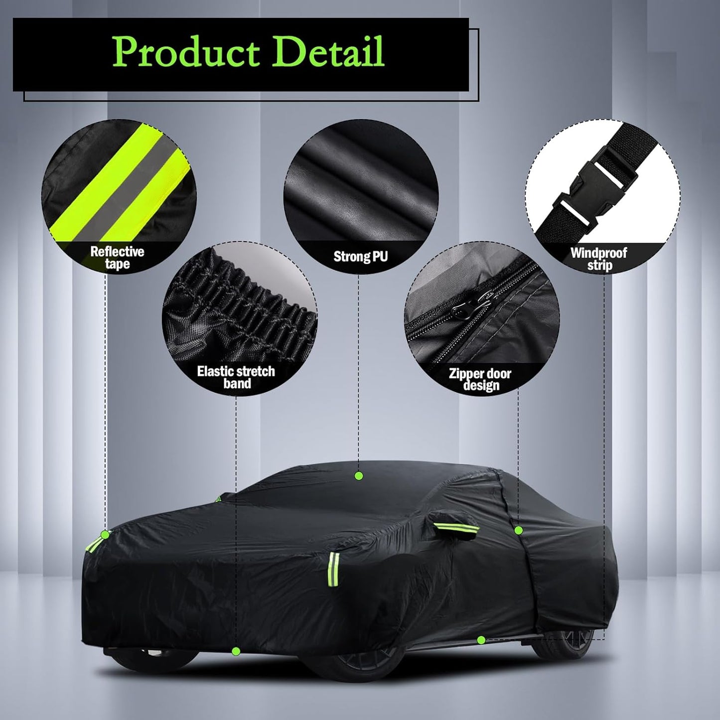 Car Cover Custom Fit for Ford Mustang 1994-2025, for Chevy Camaro 2010-2025, Waterproof All Weather Full Exterior Cover Rain Hail Sun Protector Car Cover with Door Zipper