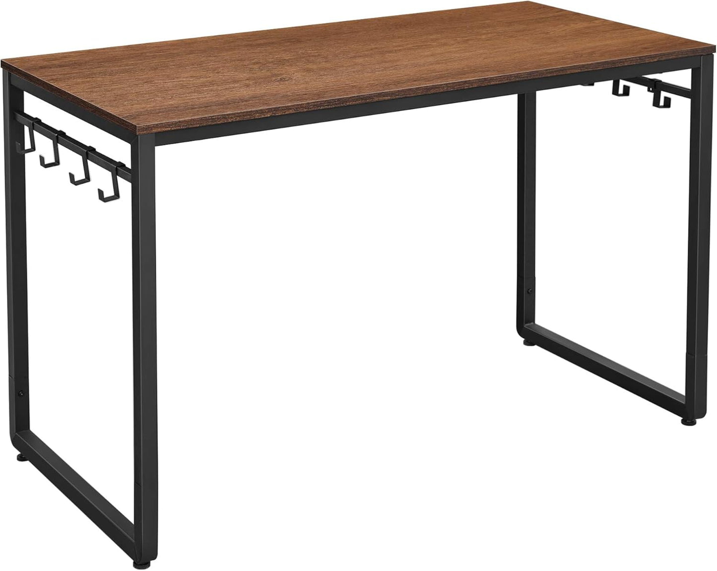 VASAGLE Computer Desk, Office Desk with 8 Hooks, for Study, Home Office, Easy Assembly, Industrial Design, 47.2 x 23.6 x 29.5 Inches, Rustic Brown ULWD58X