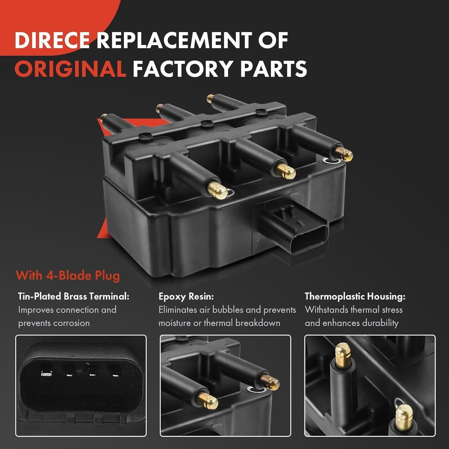 A-Premium 1 Ignition Coil with 6 Spark Plug Wires and 6 Iridium Spark Plugs Compatible with Dodge Grand Caravan 2001-2010, Caravan & Chrysler Town & Country, Pacifica, Voyager & Volkswagen Routan