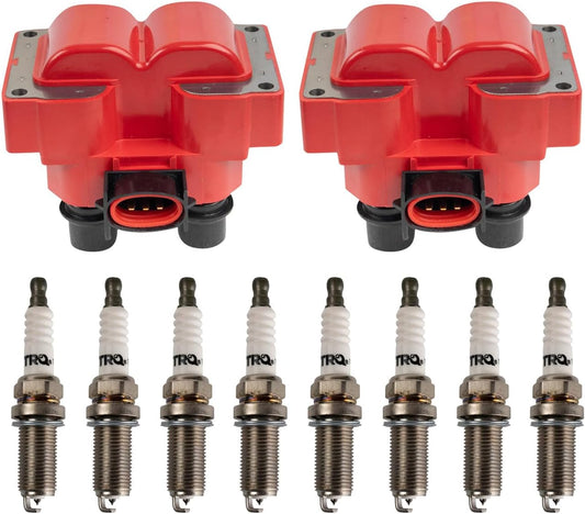 TRQ Ignition Kit Ignition Coil Spark Plugs Compatible with 92-01 Ford 91-97 Lincoln Mercury