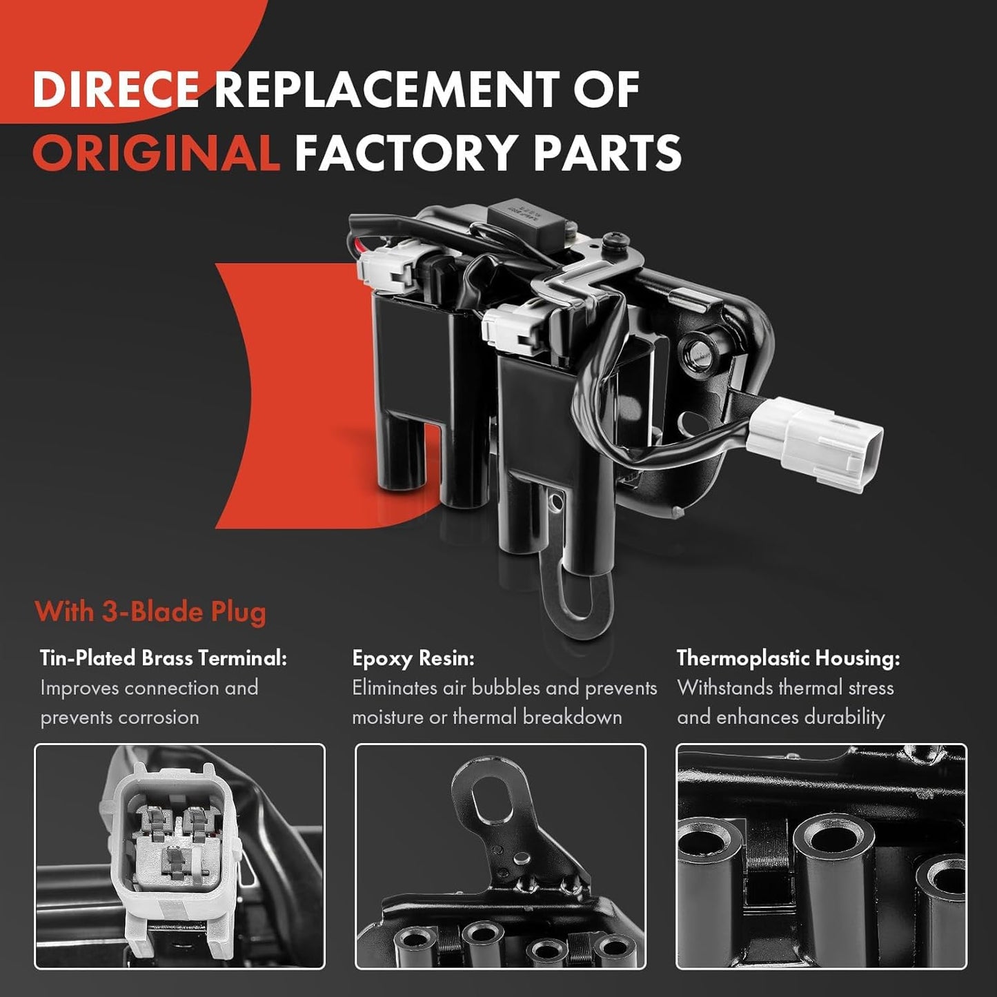 A-Premium 1 Ignition Coils with 4 Wire and 4 Iridium Spark Plugs Compatible with Hyundai Elantra 2007-2012 & Kia Soul 2010-2011, 2.0L