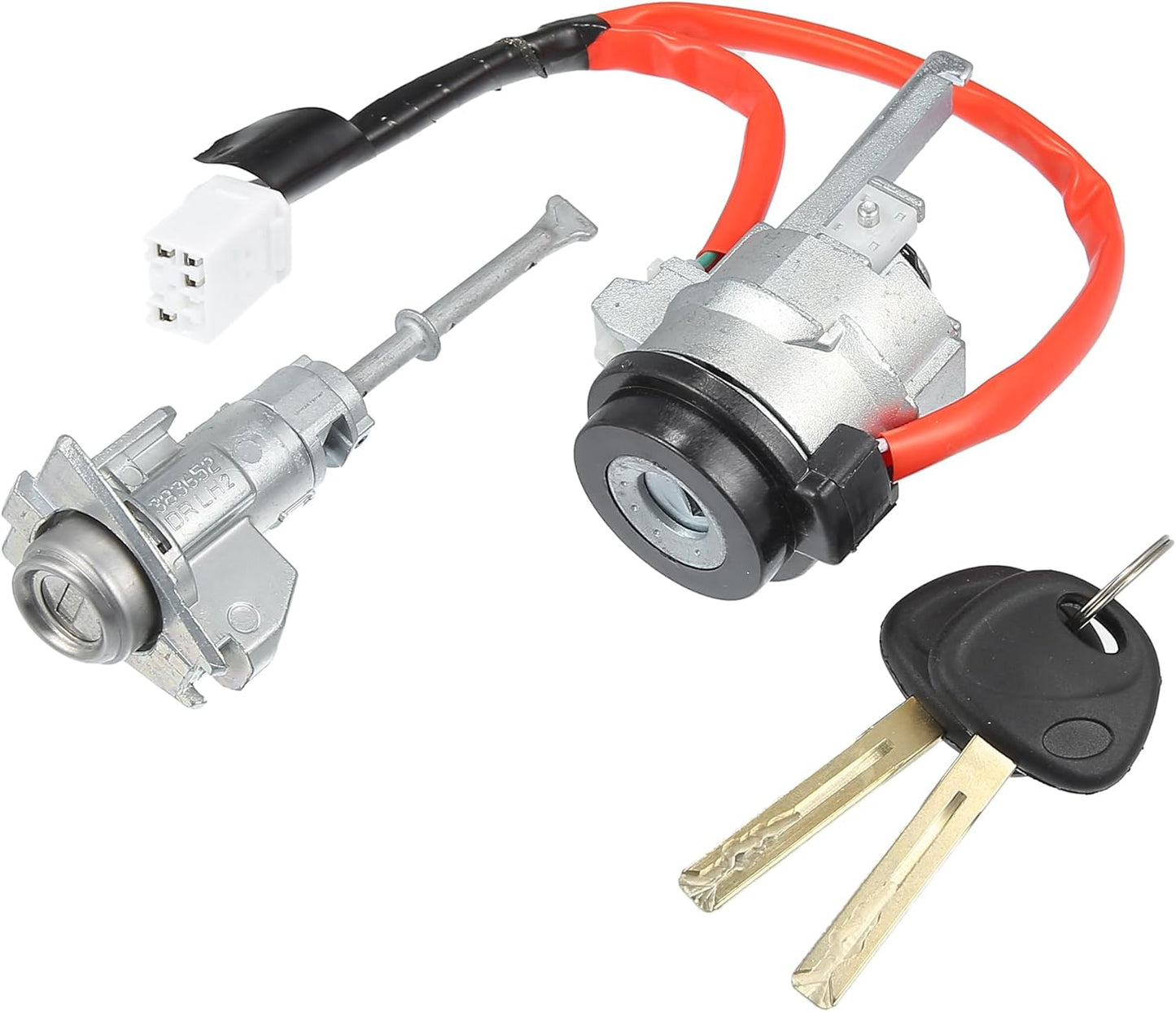 Car Ignition Switch Cylinder Front Door Lock Cylinder with 2 Keys for Hyundai IX35 2015 / Steering Lock Cylinder Set/Metal / 1 Set/Black