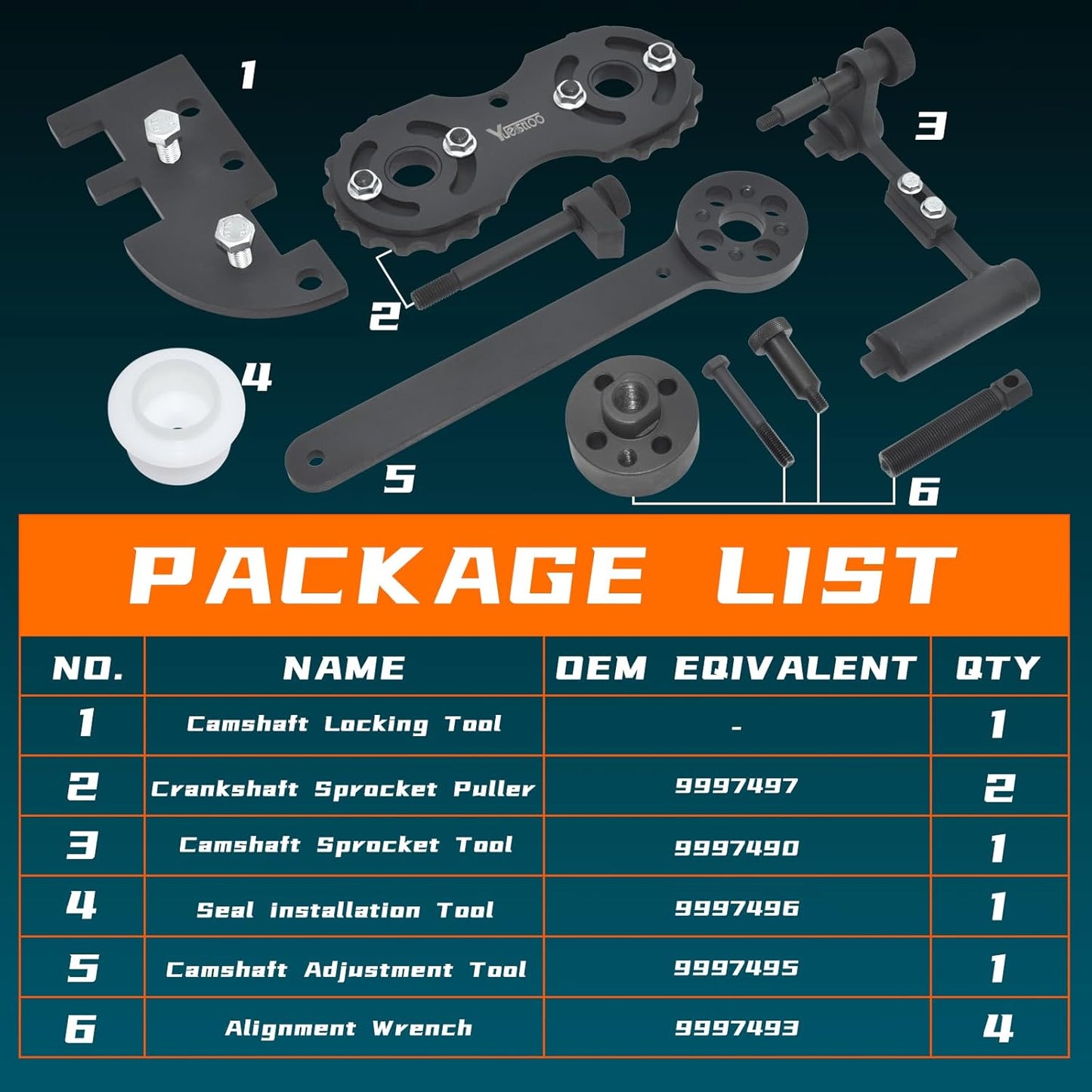 Camshaft Alignment Tool Kit, Timing Tool Kit Compatible with New Volvo 2.0T S60 S80 V60 V70 XC60 XC70 XC80 with B4204/B4154 Engine, Camshaft Chain Timing Tool