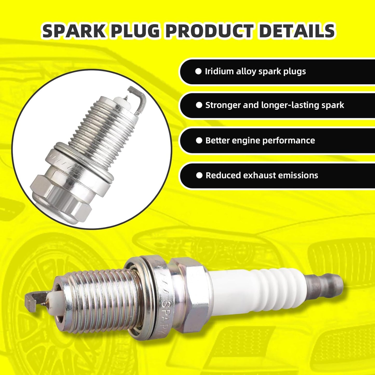 Set of 2 Ignition Coils Pack 9008019007 UF180 & 4 PCS Iridium Spark Plugs with Wire Set Compatible with Toyota Camry Solara RAV4 - L4 2.0 2.2