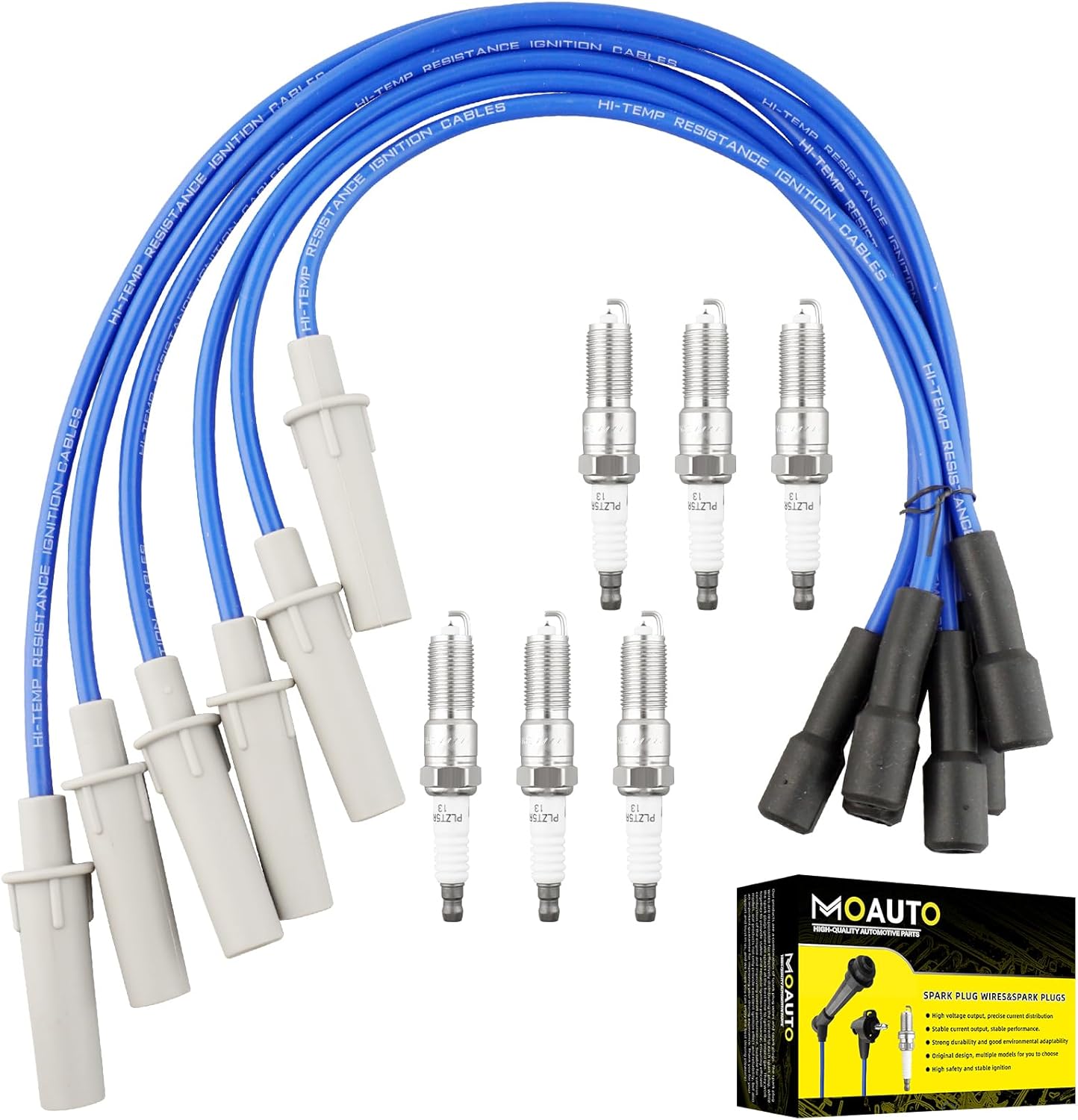 Set of 4 PCS Iridium Spark Plugs with Wire Set 32702-P0A-A00 8028 RC-HE73 671-4179 Compatible with Honda Accord Civic Acura Odyssey CL Isuzu Oasis - L4 2.3L 2.2L 1.6L