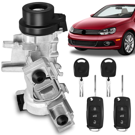 1K0905851B Ignition Switch Lock Cylinder with Key for MK6 2006-2008 2009-2019 VW Jetta Passat, 2004-2007 2010 2011 Golf EO Rabbit Tiguan Ignition Starter Switch, Replace 1K0905841 1K0905865