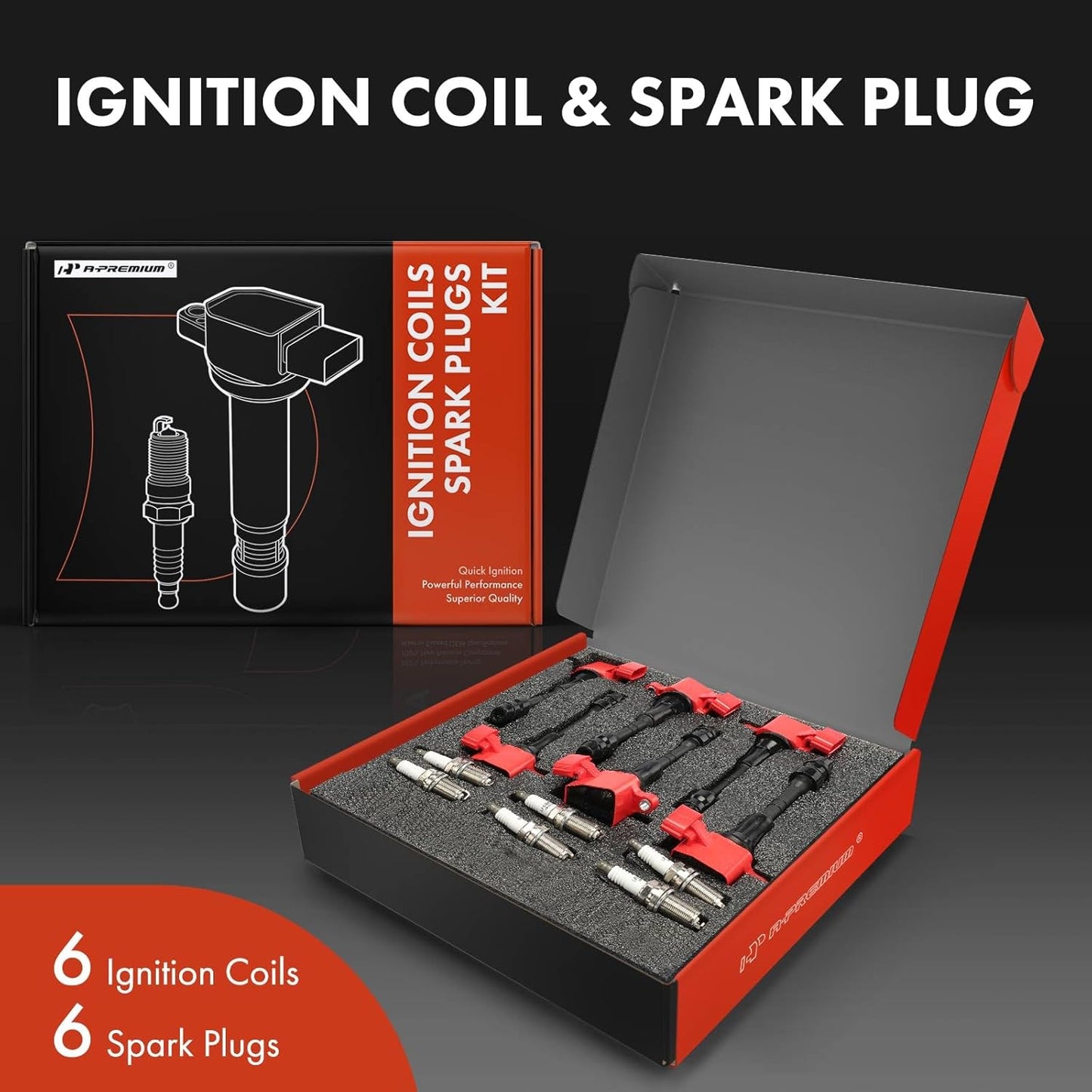 A-Premium (Red) Set of 12 Ignition Coil Pack and Iridium Spark Plugs Compatible with Nissan Altima, Frontier, Murano, Pathfinder, Maxima, NV1500, Xterra, Quest & Suzuki Equator & Infiniti QX4, I35