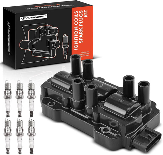 A-Premium Ignition Coils and Spark Plugs Kits Compatible with Chevrolet Silverado 1500, Equinox, Malibu, Impala, Express 1500 & GMC Sierra 1500, Savana 1500 & Buick Lucerne & Saturn Vue, Relay