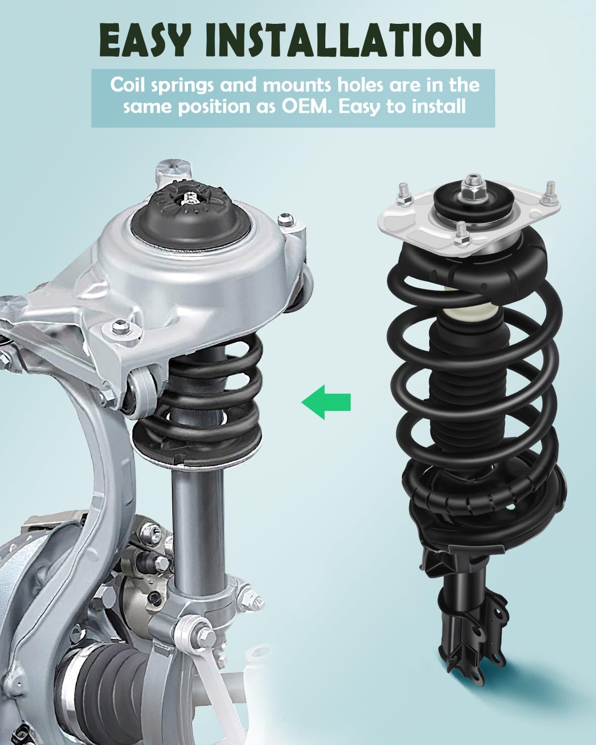 SCITOO Front Shock Absorber Assembly Fit for 2003-2014 for Volvo XC90, Complete Shock and Strut Assembly Kit Fit for 11485 11486 2PCS