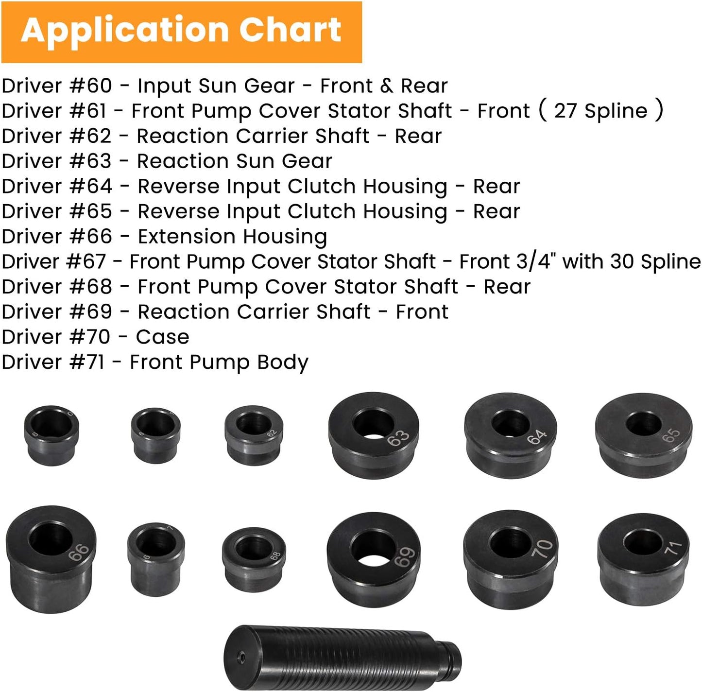 T-0220-700R4 Master Bushing Driver Set For GM 700-R4 4L60 4l60E 4L65E Transmissions Bushing Bearing Seal Installer Remover Tool Kit (13 PCS)