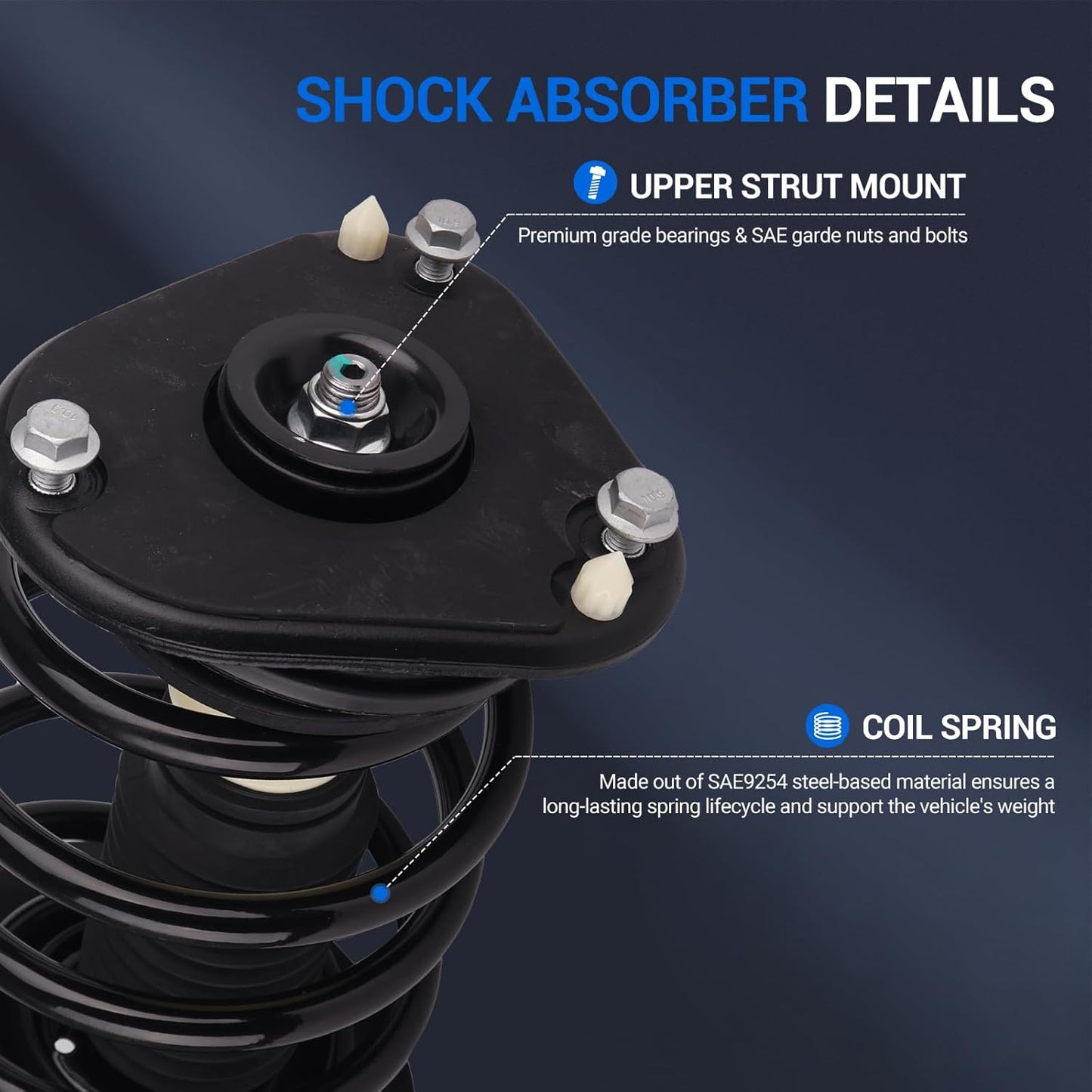 Autoround pair 172321 Front Complete Shock Absorber Compatible with Buick Lucerne/Cadillac DTS 2006 2007 2008 2009 2010 2011, Left & Right Struts with Coil Spring Assembly