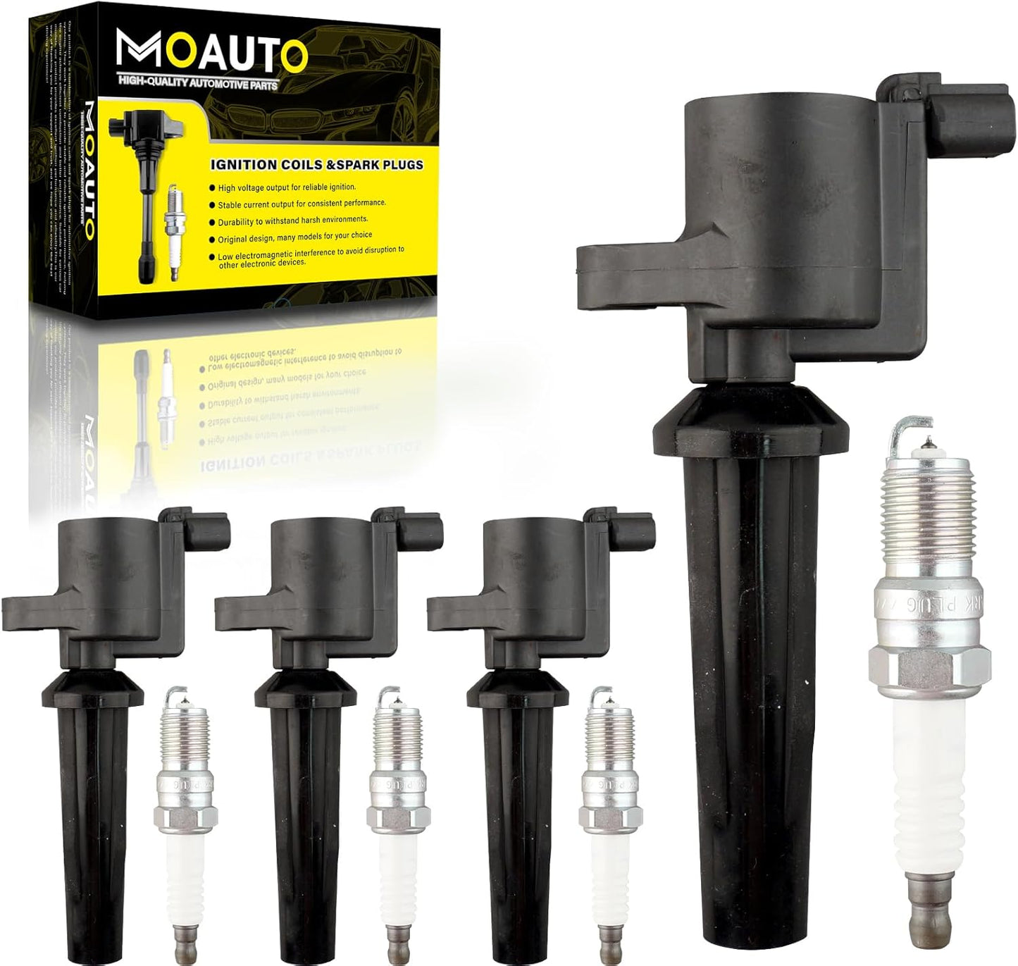 Set of 4 Ignition Coils Pack 4M5Z-12029-B DG507 & 4 PCS Iridium Spark Plugs Compatible with Ford Fusion Escape C-Max Transit Connect Lincoln MKZ Mercury Mariner Milan - 2.5L 2.0L L4
