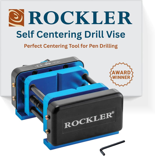 Rockler Self Centering Drill Vise w/Hex Key - Perfect Centering Tool for Pen Drilling Vise Holds Work Centered & Plumb – Portable Rockler Drill Guide - Steel, Aluminum Drill Press Vise