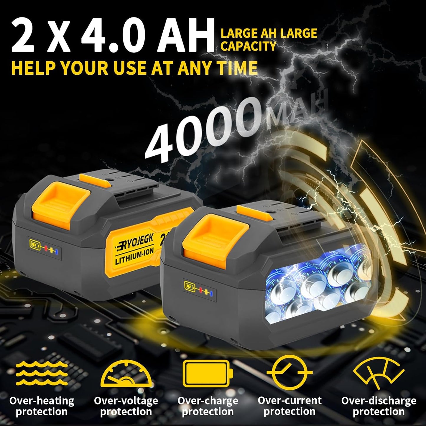 1250N.m Cordless Impact Wrench Set,922FT-lbs Brushless 1/2 Impact Gun with 2 x 4.0Ah Battery,Llave de Impacto Has 3 Speed Controls & Lighting,Pistola De Impacto for Truck Mower Tire Lug Nuts