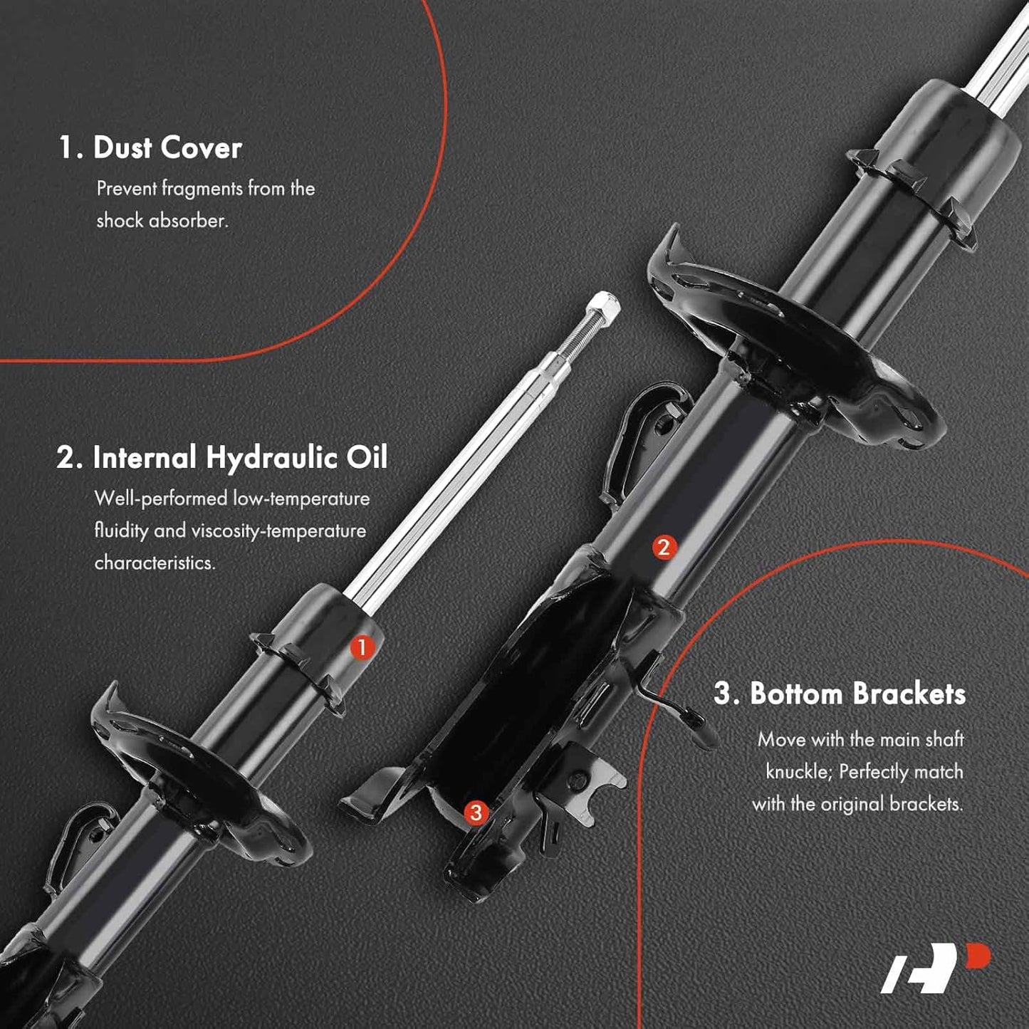 A-Premium Rear Shock Absorber Compatible with Honda Civic 1989-1995, Civic del Sol 1993-1997, CRX 1989-1991 & Acura Integra 1994-2001, Driver and Passenger Side