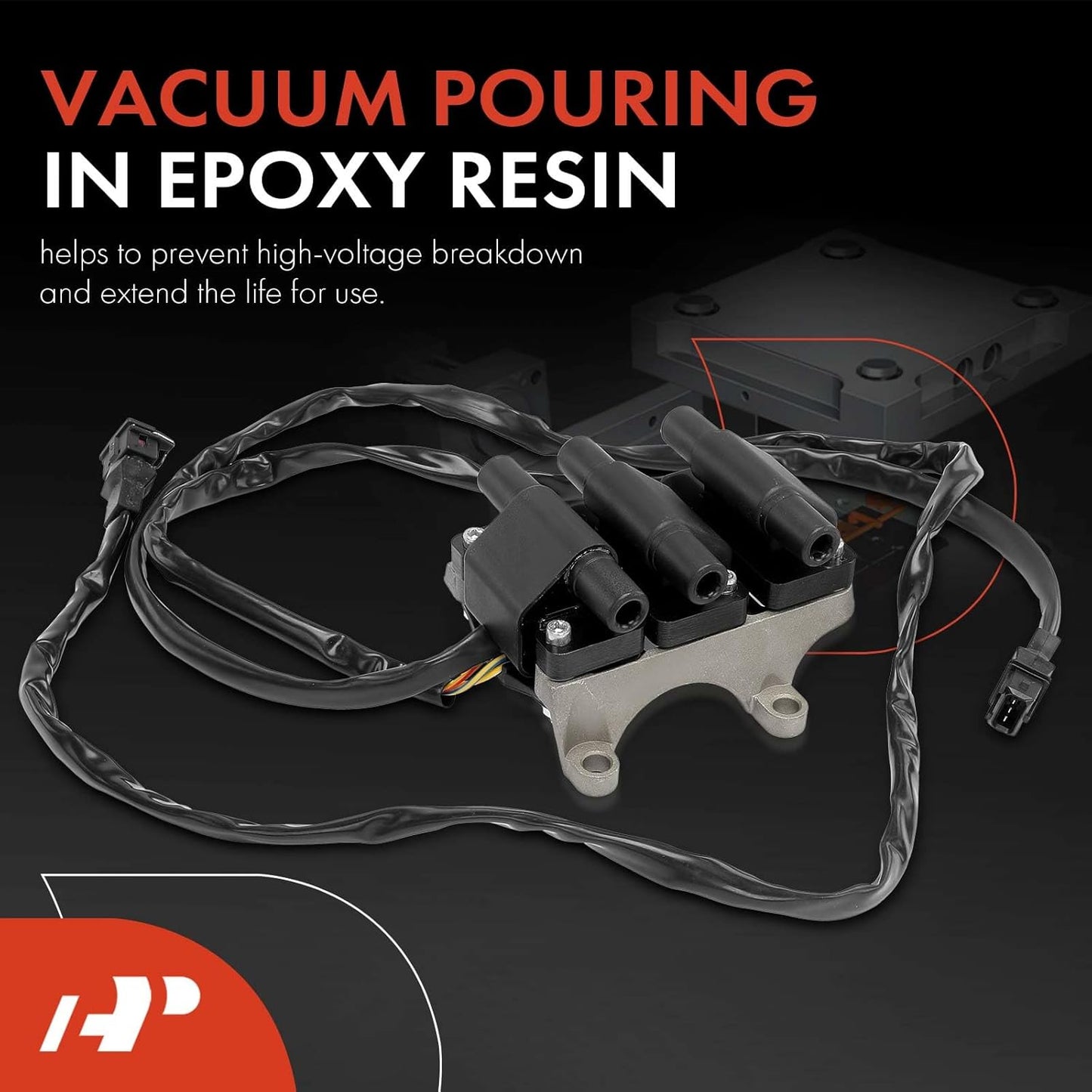 A-Premium Engine Ignition Coil Pack Compatible with Audi A4, A4 Quattro, 1996 1997, 2.8L