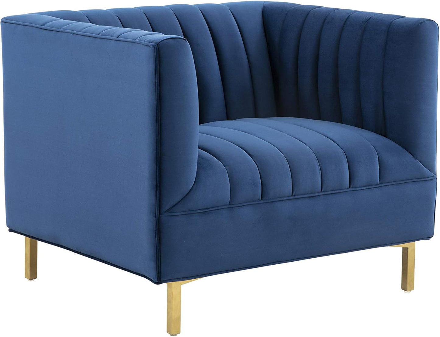 SAFAVIEH Couture Home Collection Doris Navy Velvet Upholstered Living Room Bedroom Office Club Chair SFV4763C