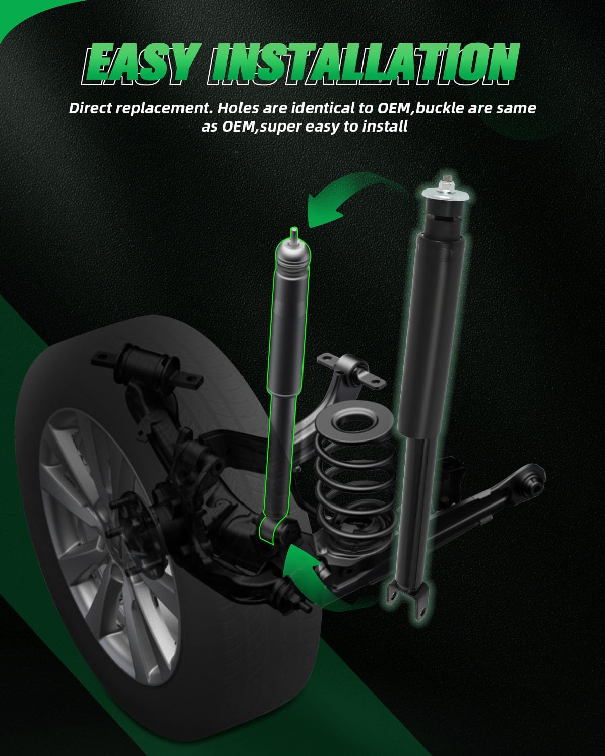 SCITOO - Rear Shock Absorber for Ford Fits 1996-2007 for Ford Taurus,1996-2005 for Mercury Sable Shocks 349168 37329 550058 Struts - 2Pc Set