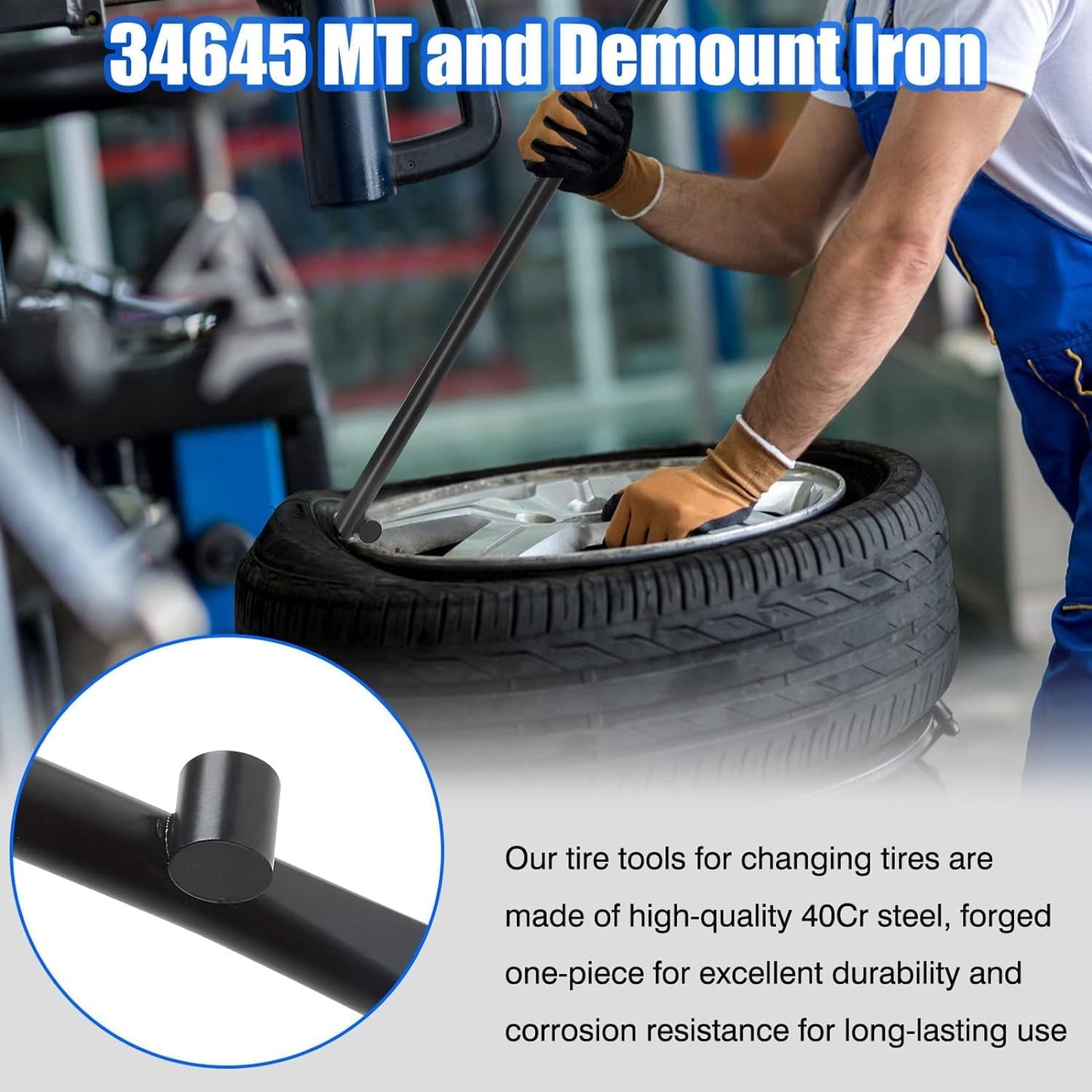 2 PCS Tire Mount and Demount Iron, Tire Changing Removal Tool for Tubeless Tires, Tire Bar for Auto or Truck Maintenance, Replace Manual Tire Changer | 38 in x 4/5 in, Black