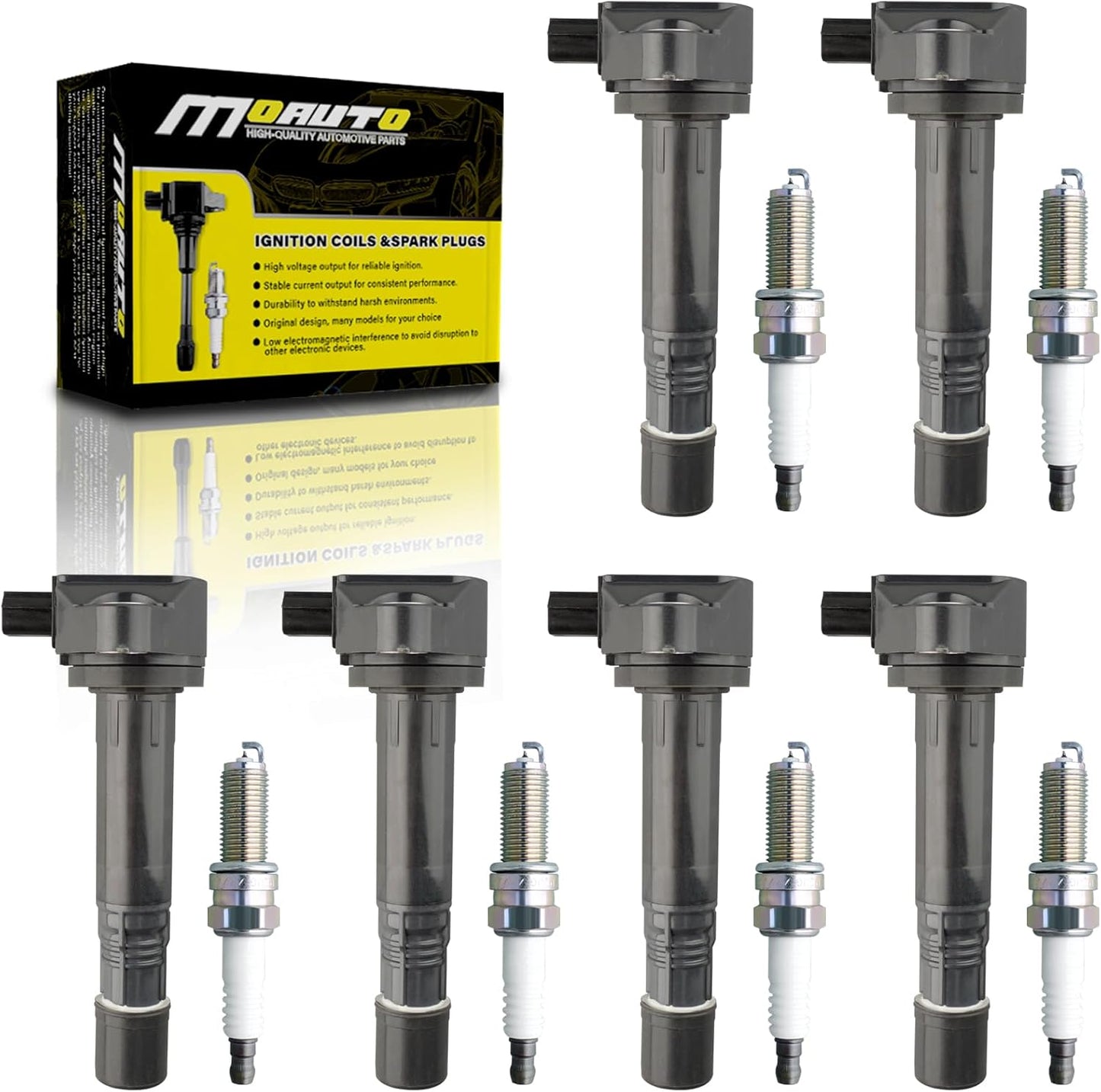 Set of 4 Ignition Coils Pack UF747 22433AA700 & 4 PCS Iridium Spark Plugs Compatible with Subaru XV Crosstrek Forester Legacy Outback - 2.0L 2.5L H4