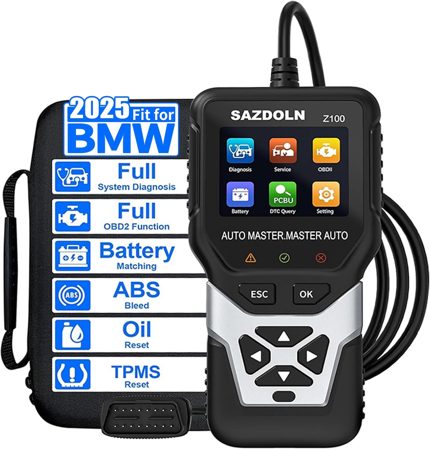 V550 OBD2-Scanner, Battery-Tester, Enhanced Car-Diagnostic-Tool Read & Clear Engine Fault Codes, CAN Scan Tool for All OBD2 Cars 1996+, 40,000+DTC, Live Data(Black)