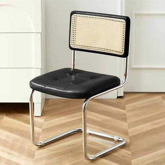 XCHEN Kitchen Table Chairs，Armchair，Living Room Chairs，Small Rattan Cushion Chair for Home use, Cafe, Hotel, homestay, Leisure, Antique Chair(BBlack)