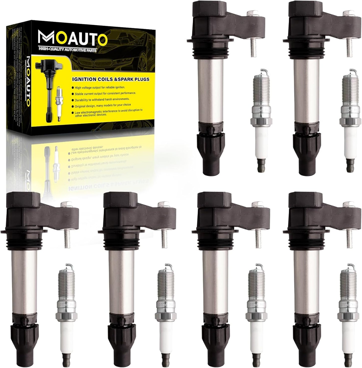 Set of 3 Ignition Coils Pack UF681 1321580003 & 3 PCS Iridium Spark Plugs Compatible with 2005-2015 Smart Fortwo 1.0L 0.8L Electric