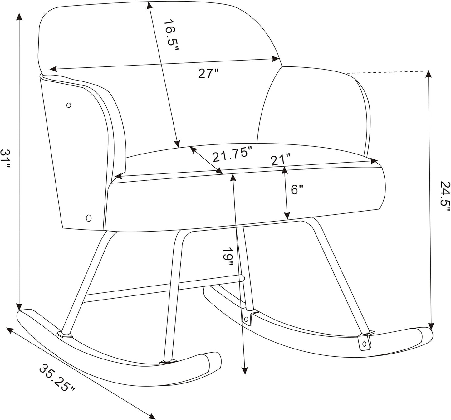 Coaster Home Furnishings - Paige - Wood - Upholstered Rocking Chair with Boucle Fabric, Metal Legs and Foam Seat - Living Room or Nursery - Beige - 602625