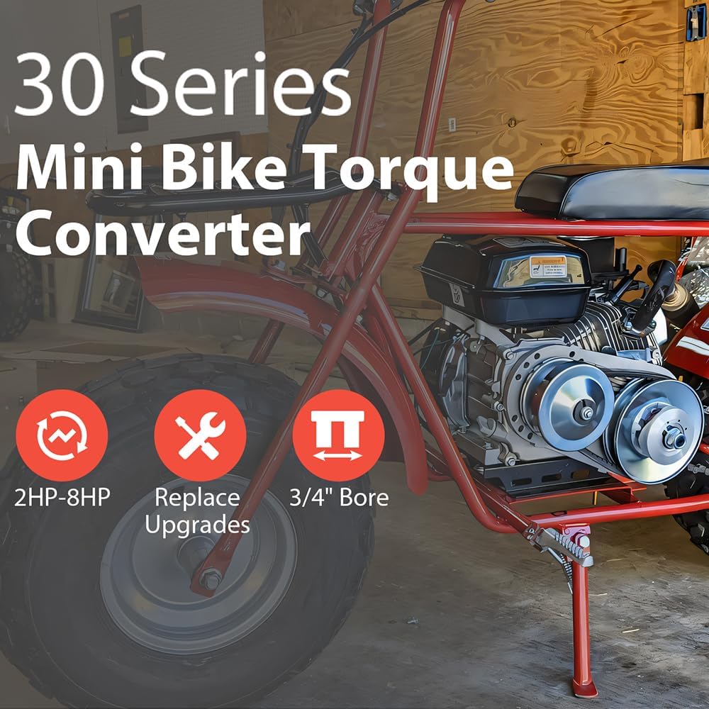 212CC Torque Converter 6.5 HP 3/4" Go Kart Mini Bike Comet Clutch 10T 40/41 and 12T 35 Chain Predator Driver Pulley Replacement Set - 30 Series
