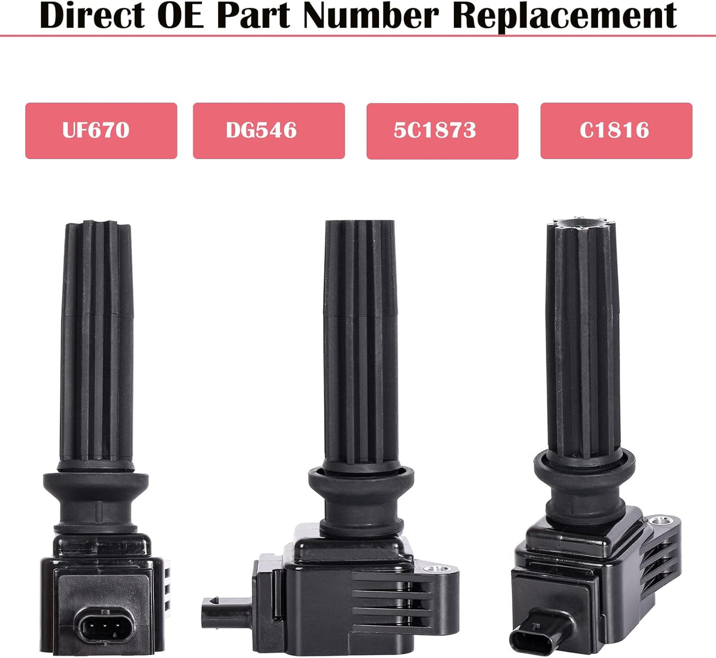 Set of 4 Ignition Coil Packs Fits for 2.0L L4 Ford Focus Escape Fusion Edge Lincoln MKC MKZ 2.0 2012 2013 2014 2015 2016 2017 2018 2019 OE# C1816 UF670 DG546