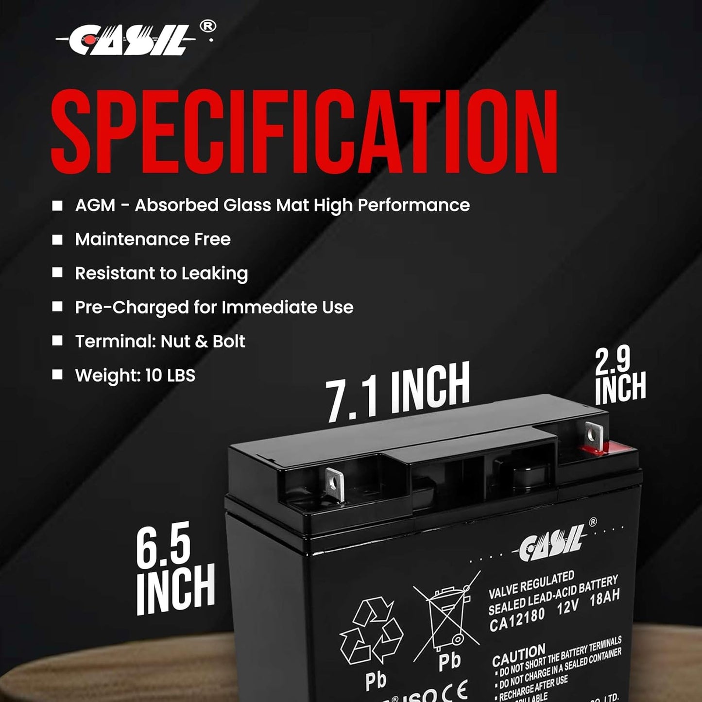 Casil Replacement Battery for Jump-N-Carry JNC660 – Compatible with JNC 660, JNC105, JNC300XL Jump Starters – 12V AGM Battery for Jump Box, Booster Pack, Car Battery Jump Starter