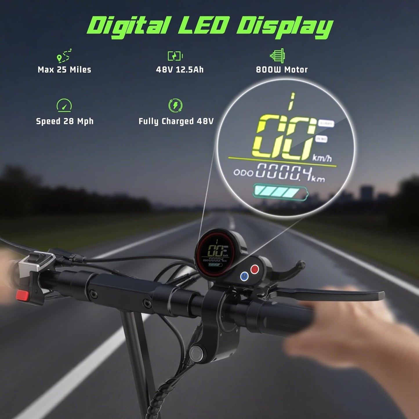 A1 Electric Scooter for Adults,800W High Motor Up to 28MPH&22-25Miles Long Range Commuting Electric Scooter,10" All-Terrain Tires,Dual Braking Folding EScooter LED Display.