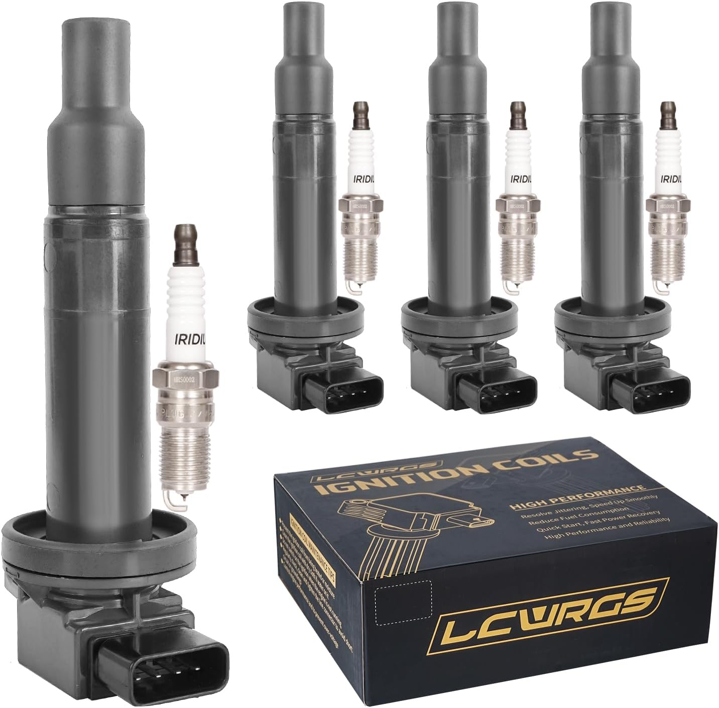 Set of 4 Coil Pack and Spark Plugs 1.5L L4 Toyota Prius Echo Yaris Scion XA XB 2001 2002 2003 2004 2005 2006 2007 2008 2009 Ignition Coil & Spark Plugs Combo Replaces# UF316