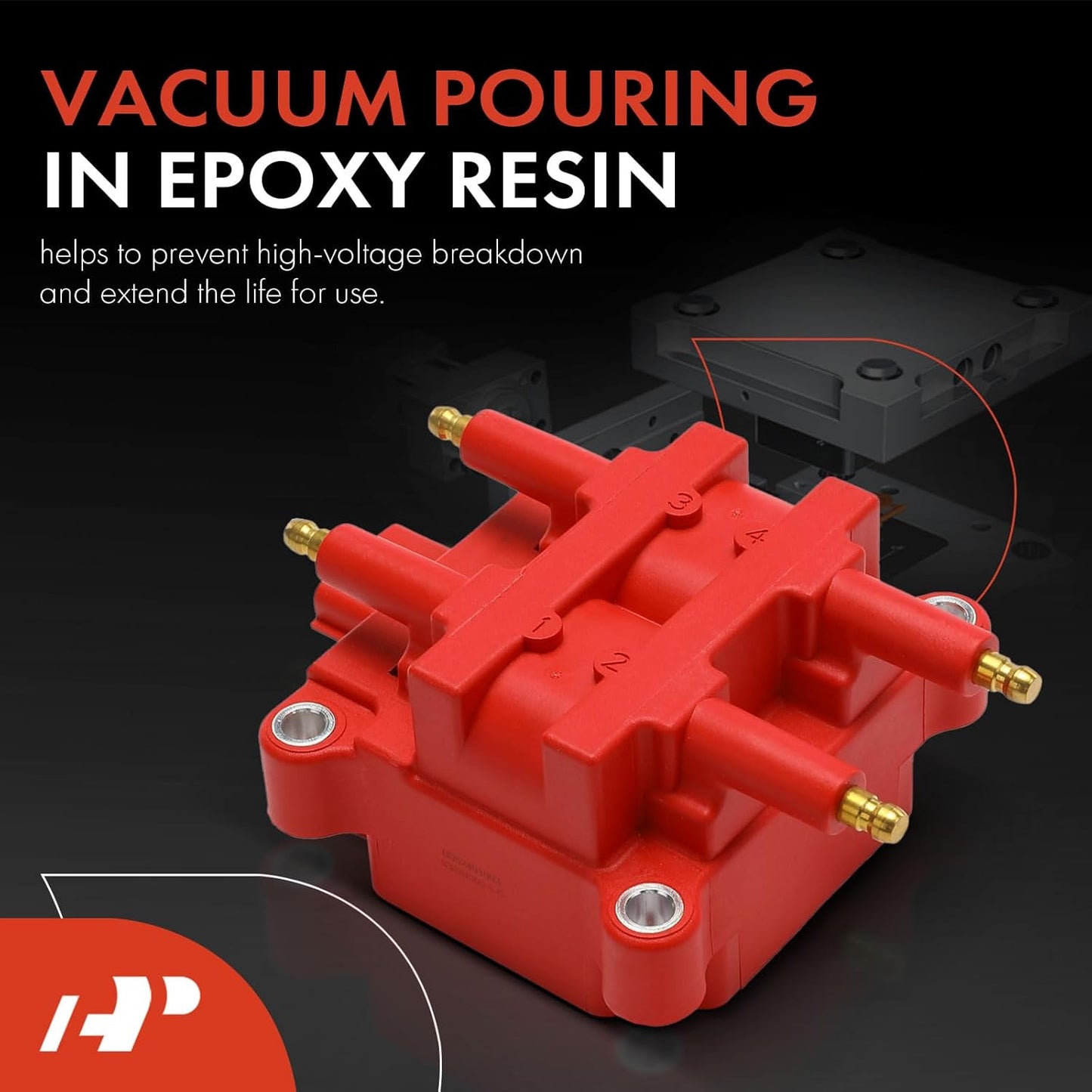 A-Premium (Red) Engine Ignition Coil Pack Compatible with Subaru Outback 2000-2005, Forester 1999-2004, Impreza 1999-2004, Legacy 1997-2005, Baja 2003-2006, 2.2L 2.5L, Replaces 22433AA41A